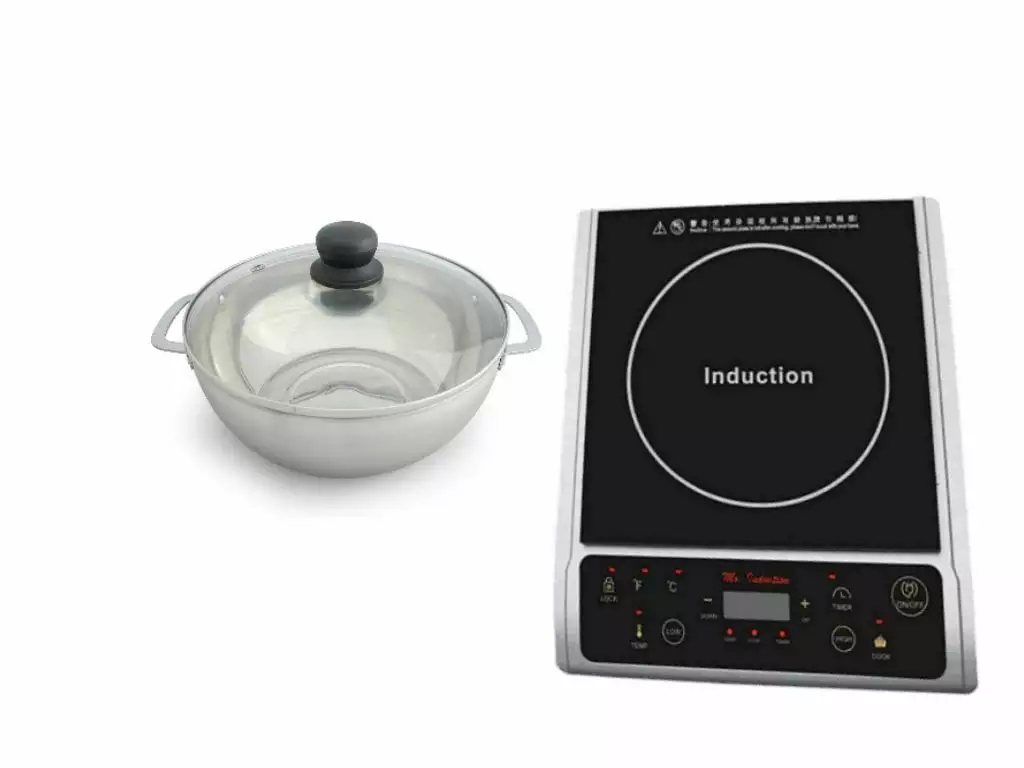 SPT 1300 Watt Silver Induction Cooktop With SPT Glass Lid Pot 3. 5 L