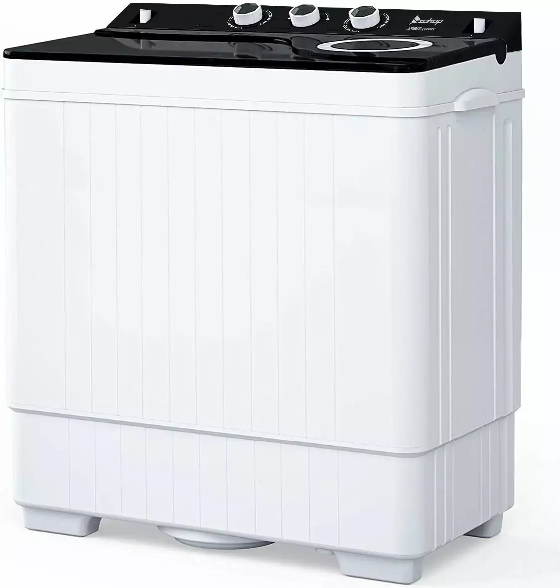 Twin Tub with Built-in Drain Pump XPB65-2288S 26Lbs Semi-automatic Twin Tube Washing Machine for Apartment. Dorms. RVs. Camping and More. White&Black US Standard