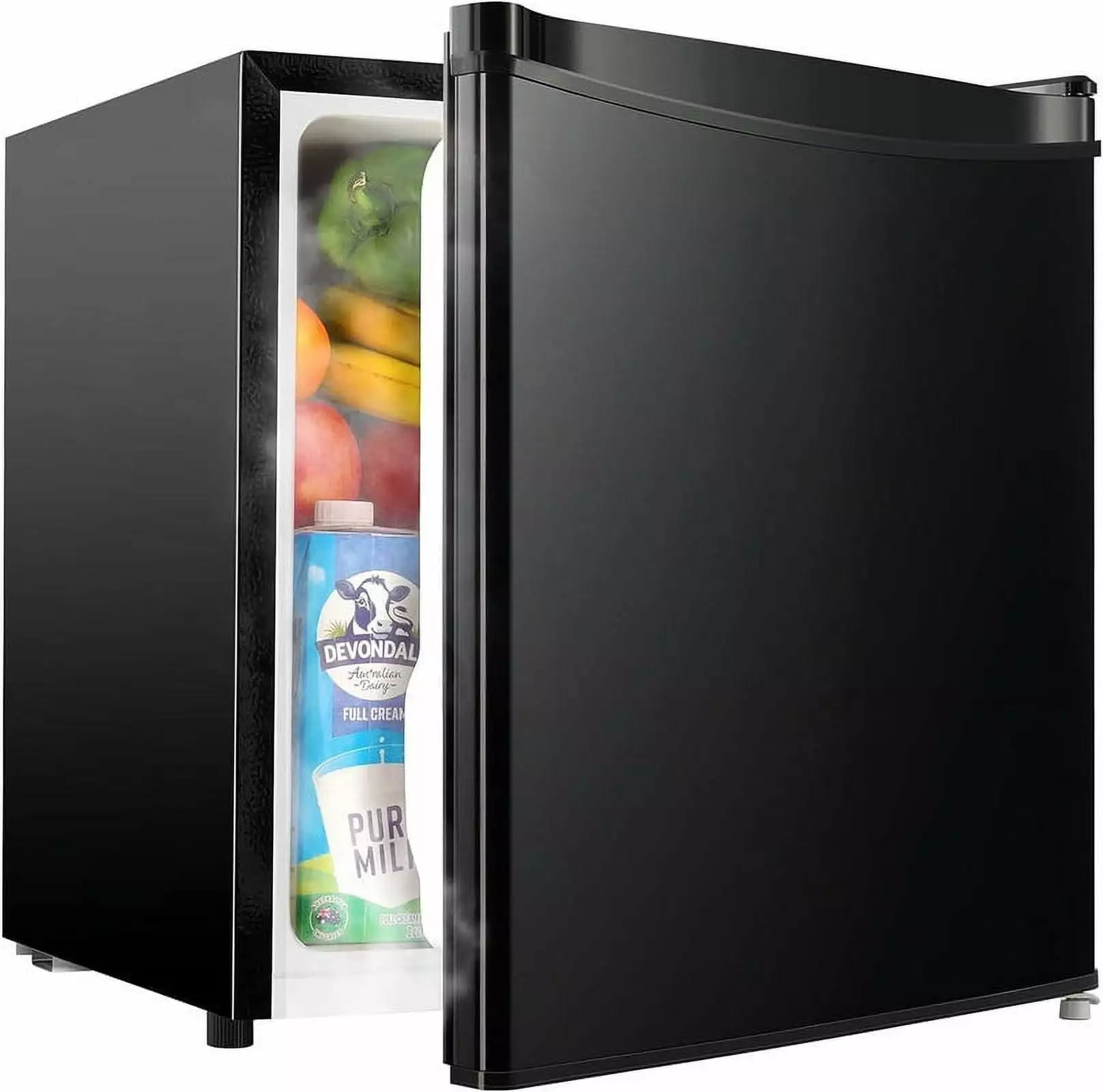 1.7 Cu.ft Mini Fridge with Freezer. Adjustable Thermostat. Energy Saving. Low Noise. Single Door Compact Refrigerator for Dorm. Office. Bedroom. Black