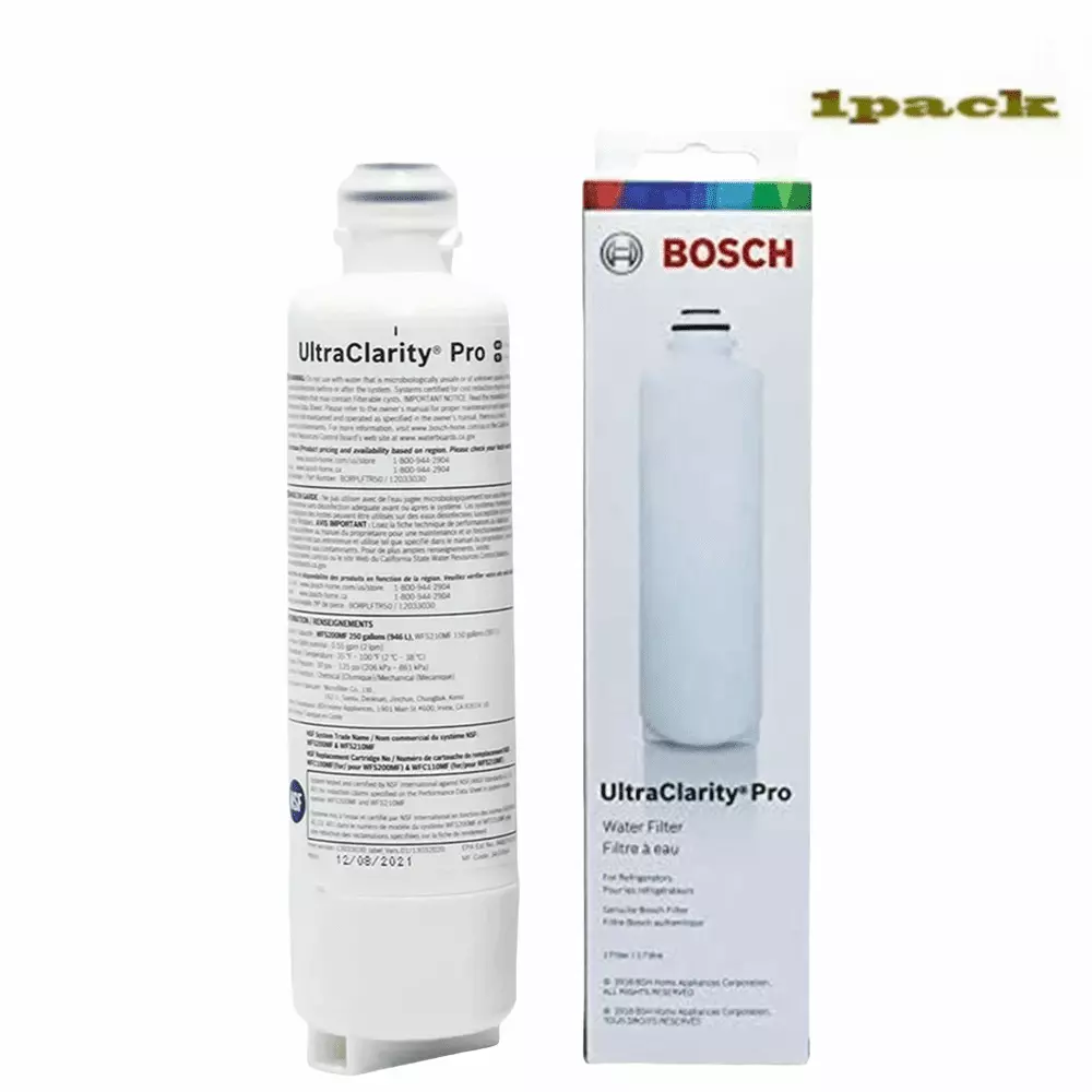 1 Pack Bosch Ultra Clarity Pro Refrigerator Water Filter - White (BORPLFTR50)