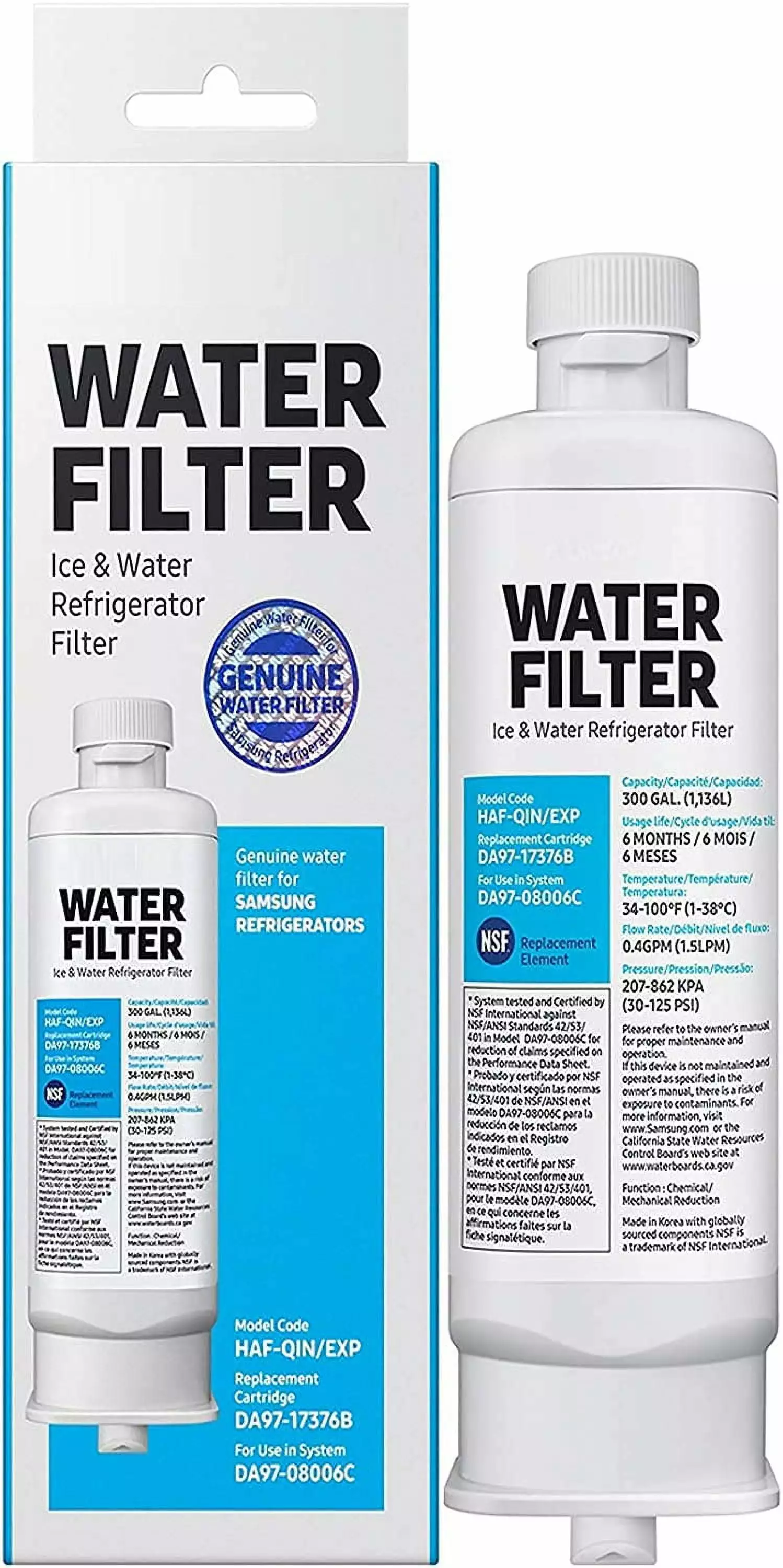 1-Pack/ DA97-17376B HAF-QIN. DA9717376B HAF-QIN/EXP Refrigerator Water Filter