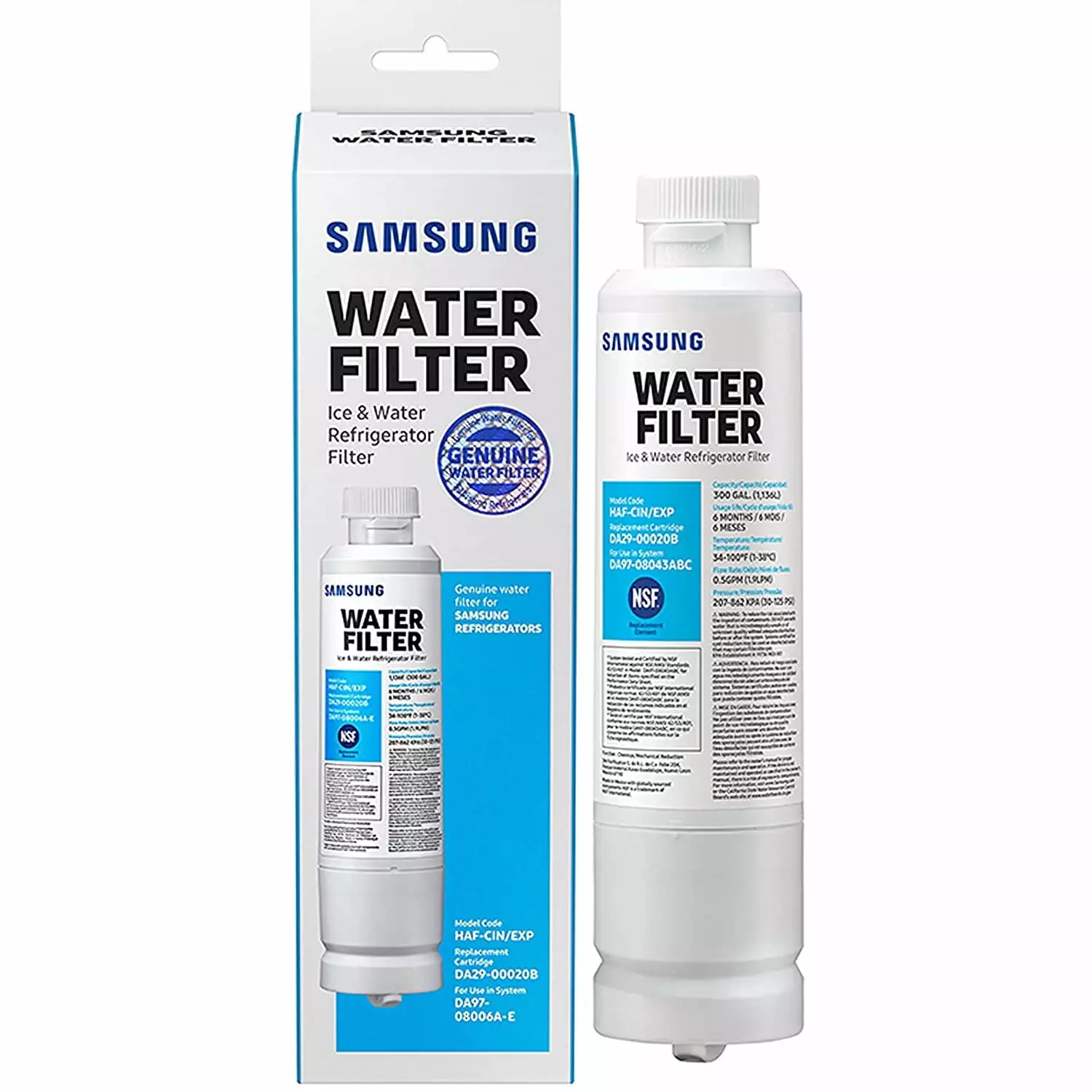 1 Pack Genuine DA29-00020B HAF-CIN/EXP Refrigerator Water Filter Fit for Samsung Refrigerator DA2900020B DA29-00020A DA2900020A FEAT4 Samsung DA29-00020B