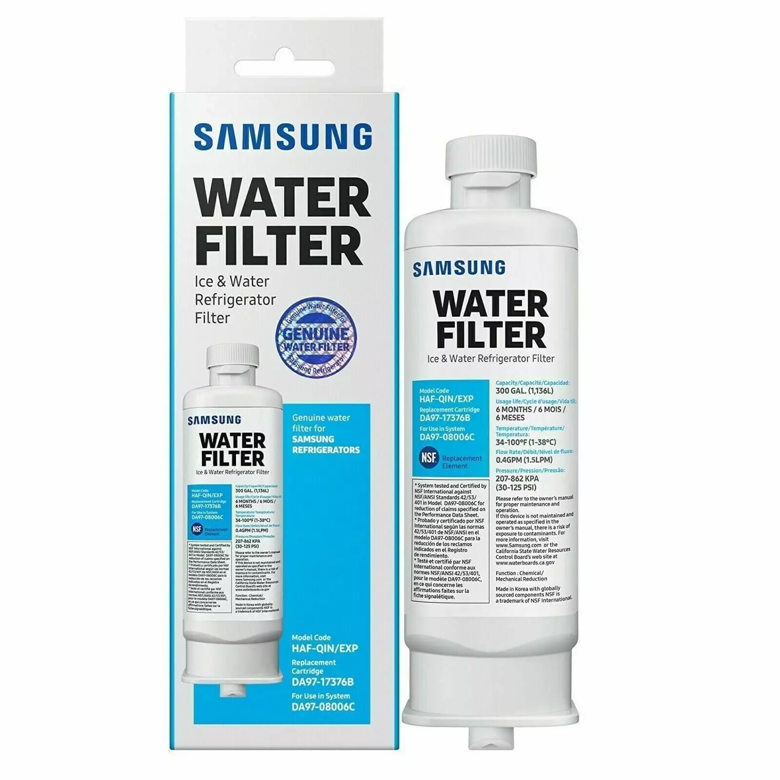 1 Pack Refrigerator Water Filter Replacement for DA97-17376B HAF-QIN EXP Premium Filtration Efficiency