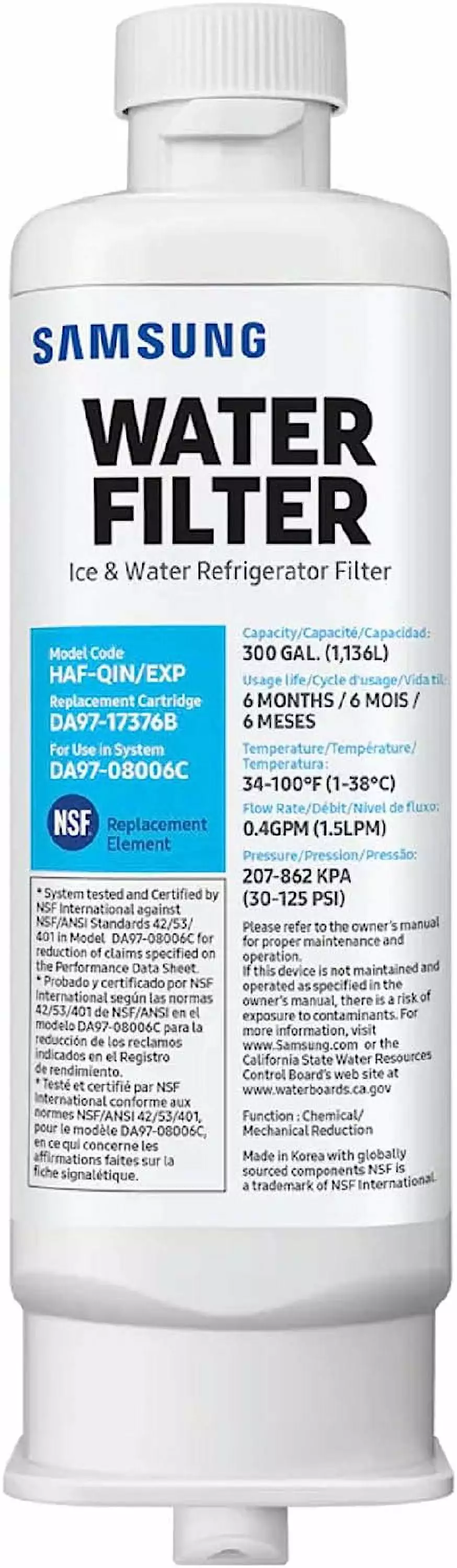 1 Pack Replacement for DA97-17376B (HAF-QIN/EXP) DA97-08006C Refrigerator Water Filter