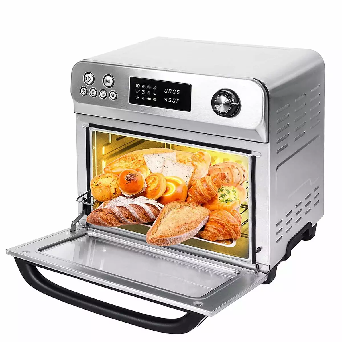 10-In-1 Air Fryer Toaster Oven. 24 QT Convection Countertop Oven Combination w/ 6 Accessories. Stainless Steel Finish. 1700W