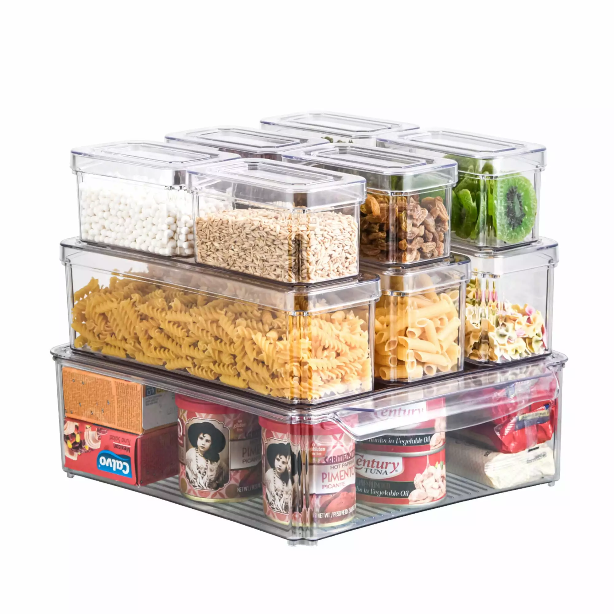 10 Pcs Stackable Refrigerator Organizer Bins with Lids Set. Plastic Fridge Organization and Storage Clear Containers. BPA-Free Pantry Storage Bins for Food. Drinks. Vegetable Storage