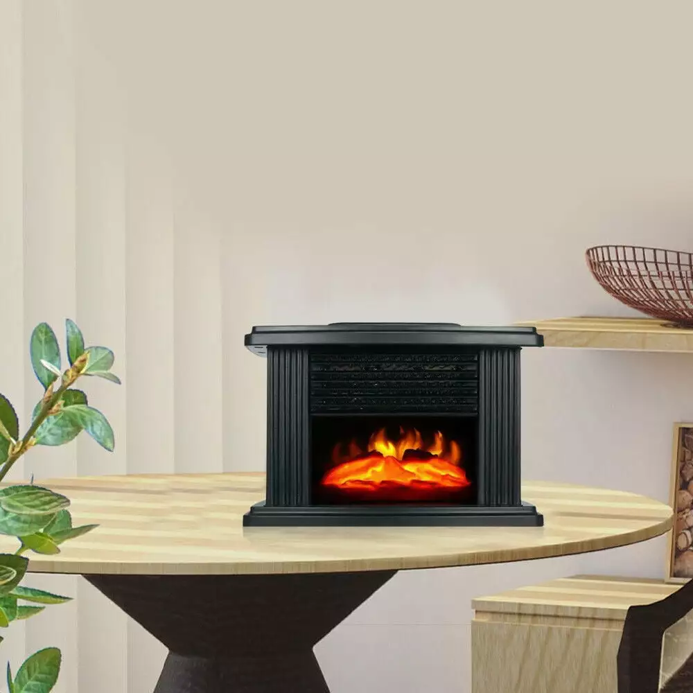 1000W Freestanding Electric Space Heater. Portable Wood Fireplace Stove Air Heater with Realistic Dancing Flame Effect