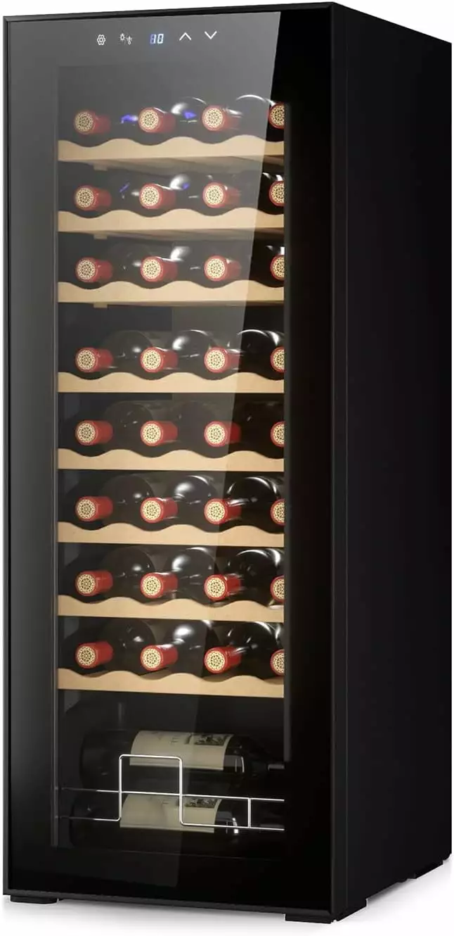 106L Wine Cooler Cabinet Beverage Refrigerator Compressor Cooling Automatic Defrost 30.5*13.6 inch