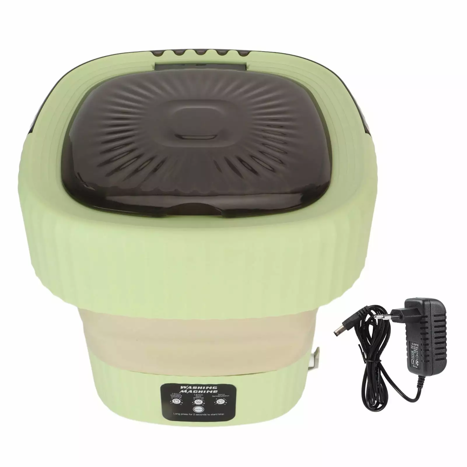 10L Foldable Washing Machine Mini Underwear Laundry Machine Small Portable Washing Machine for Dormitory Hotel Travel Green EU Plug