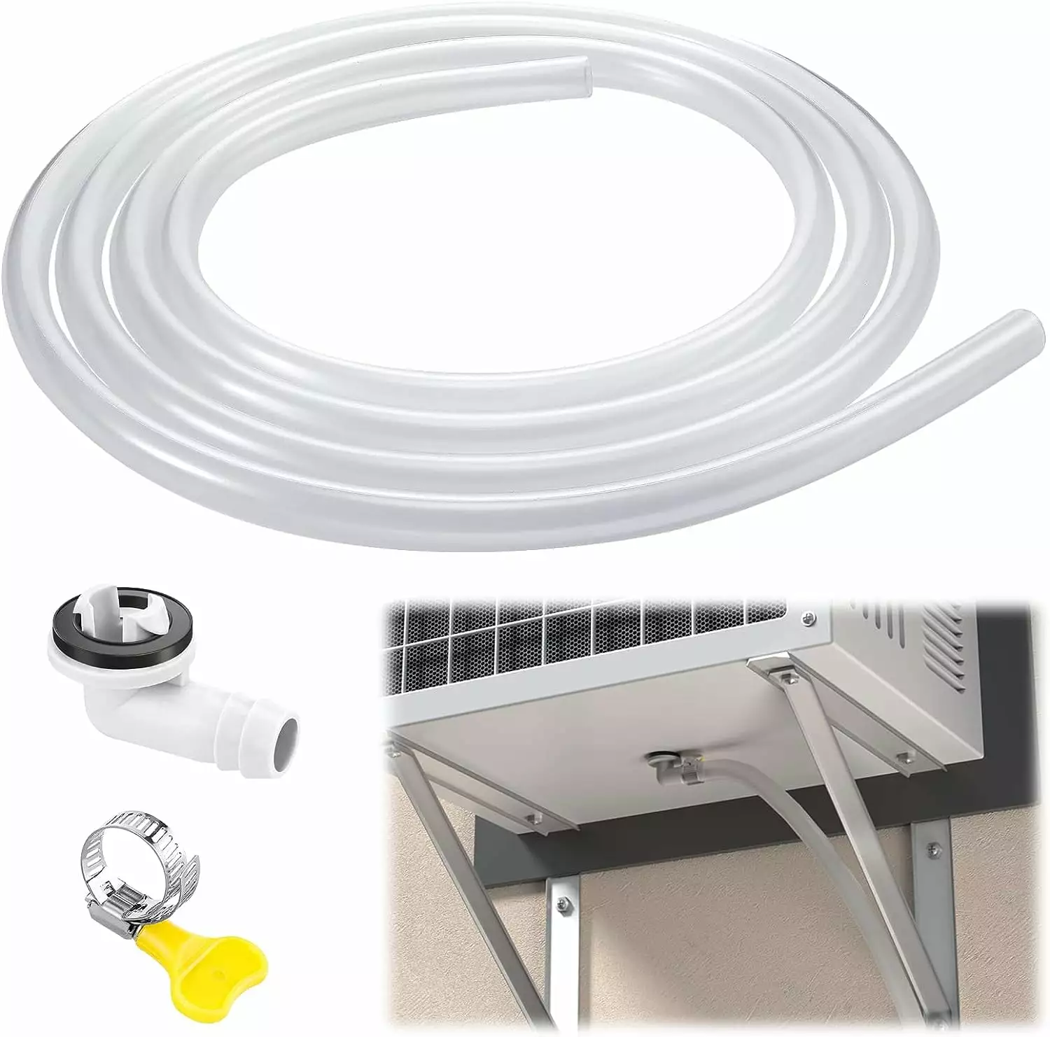 10ft Air Conditioner Drain Hose. 3/5 inch AC Drain Hose Connector. Portable AC Drain Hose Replacement for Universal Mini-Split Unit and Window Air Conditioner Unit Parts