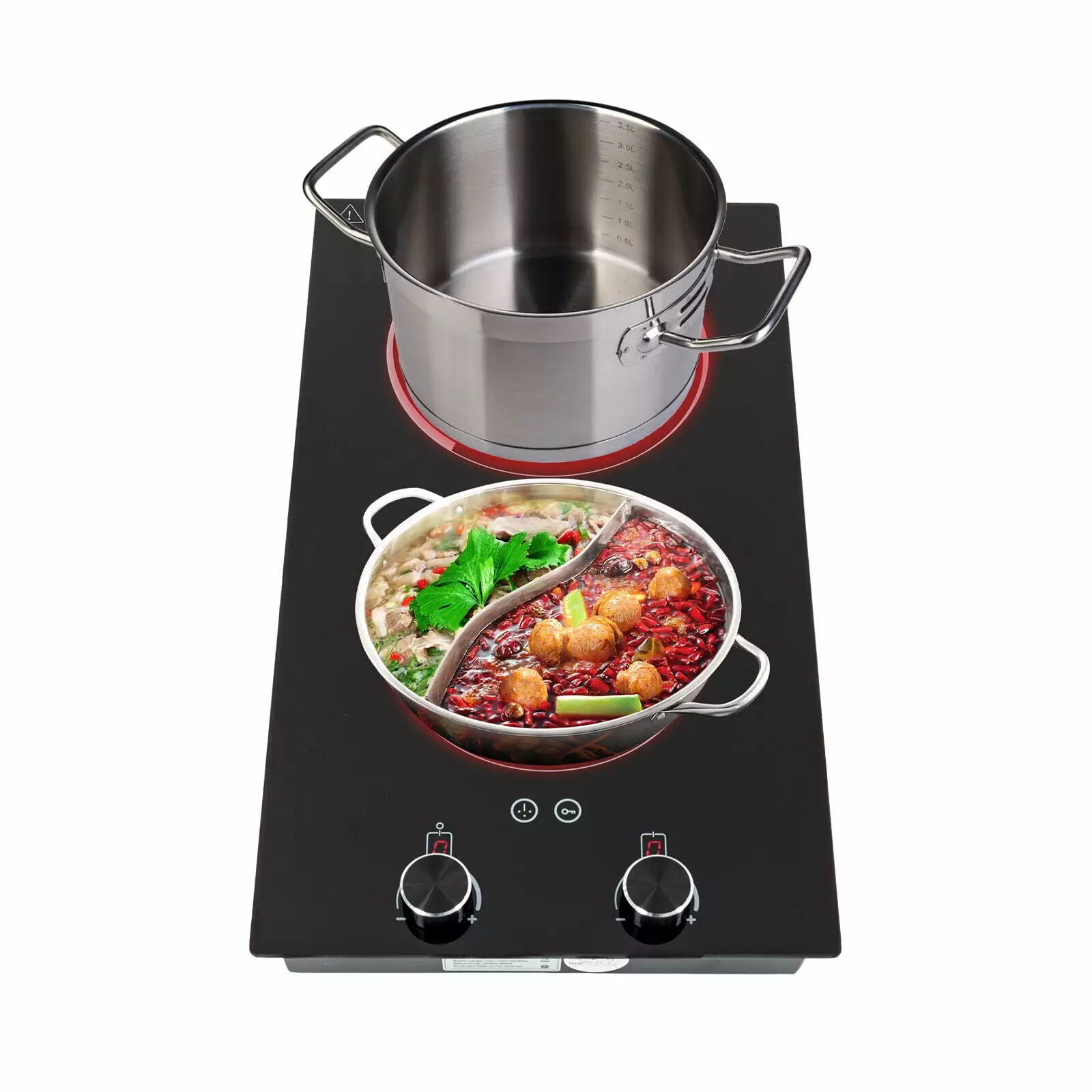 110V Electric Double Induction Cooktop 2-Burner Electric Induction Cooktop Stove Top Touch Control with Child Lock Black DT2W-1 1200W+900W