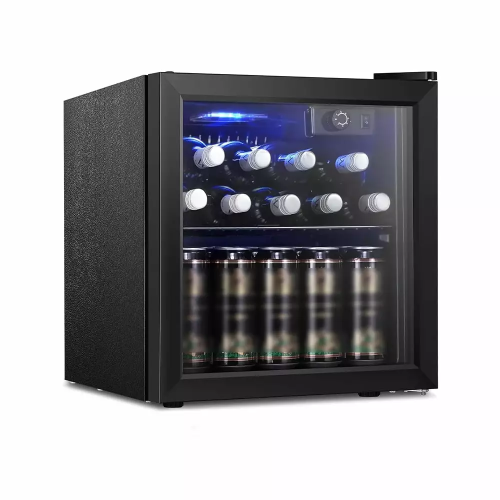 12 Bottle Wine Cellar.Mini Beverage Fridge w/Temperature Knob Control.1.3 Cu.Ft.