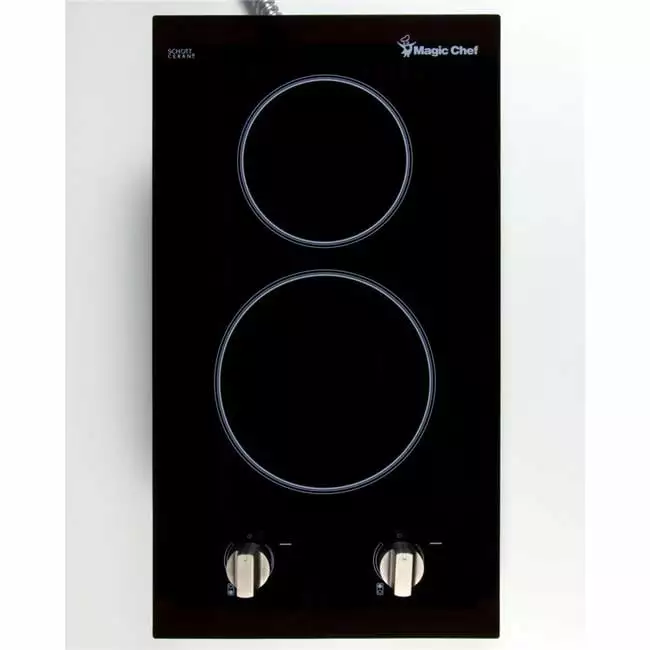 12 in. Radiant Electric Ceramic Glass Cooktop with 2 Elements. Black