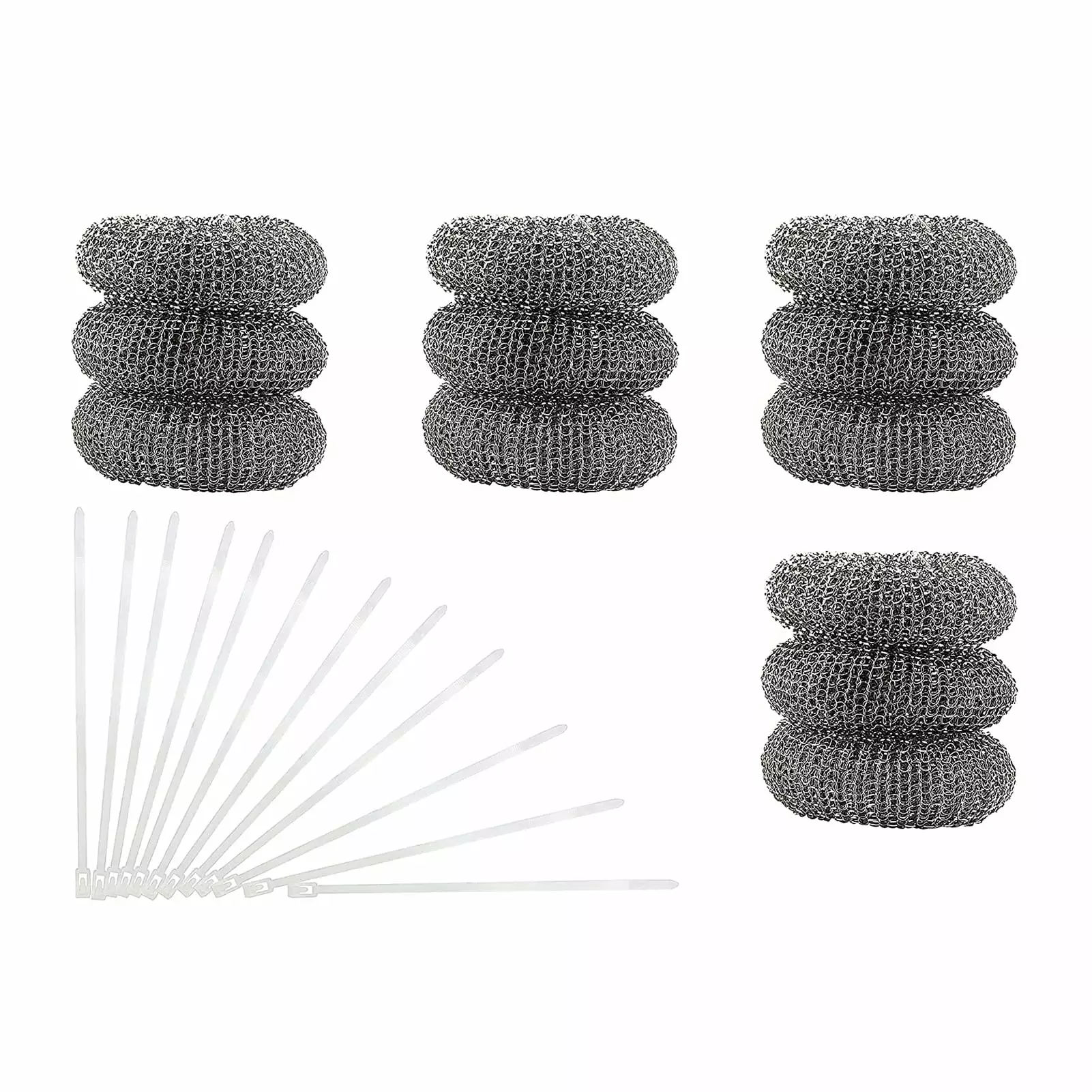 12Pcs Lint Traps with 12 Ties Attach to Washer Sink Hose Stainless Steel Lint Catcher From Cloggi