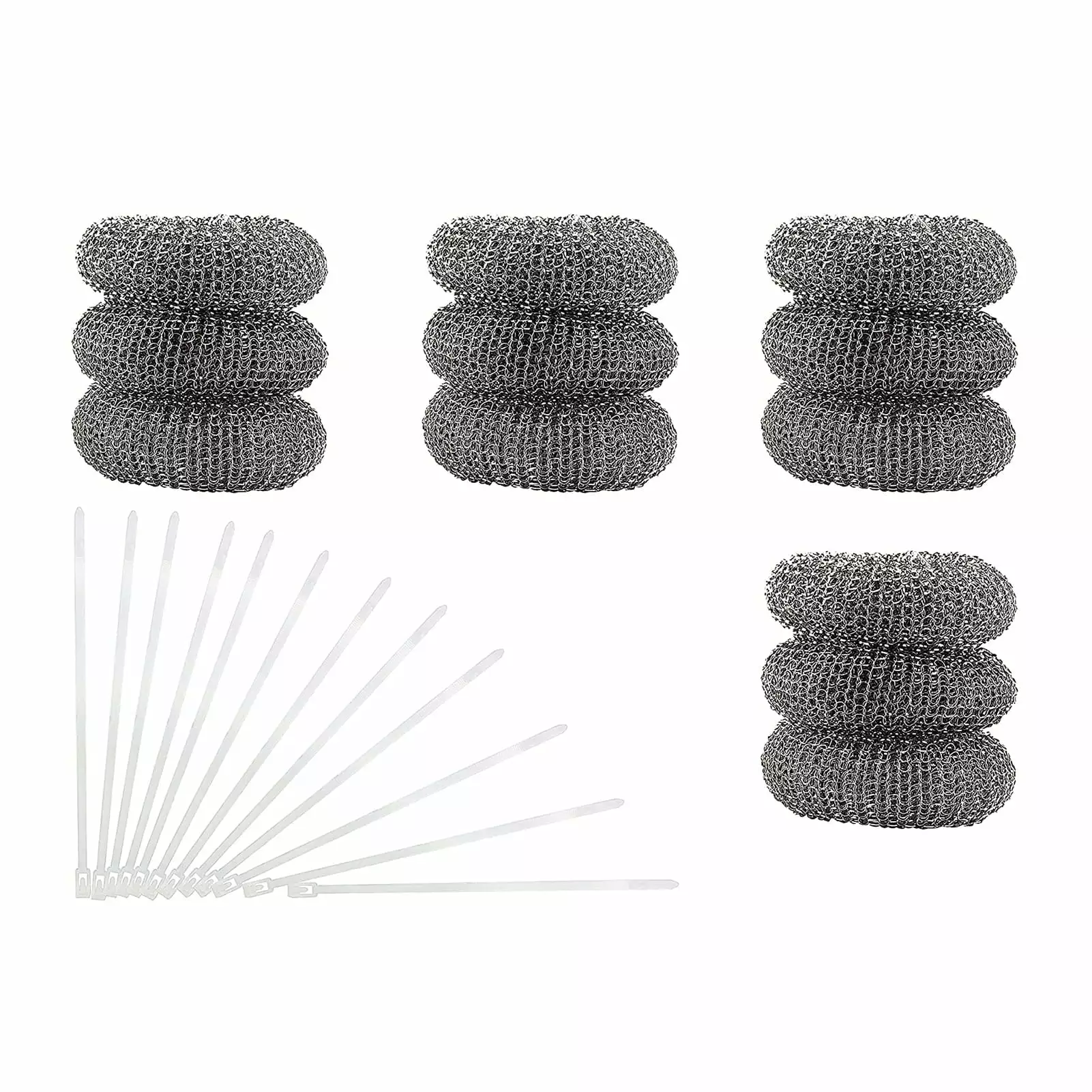 12Pcs Lint Traps with 12 Ties Attach to Washer Sink Hose Stainless Steel Lint Catcher From Clogging