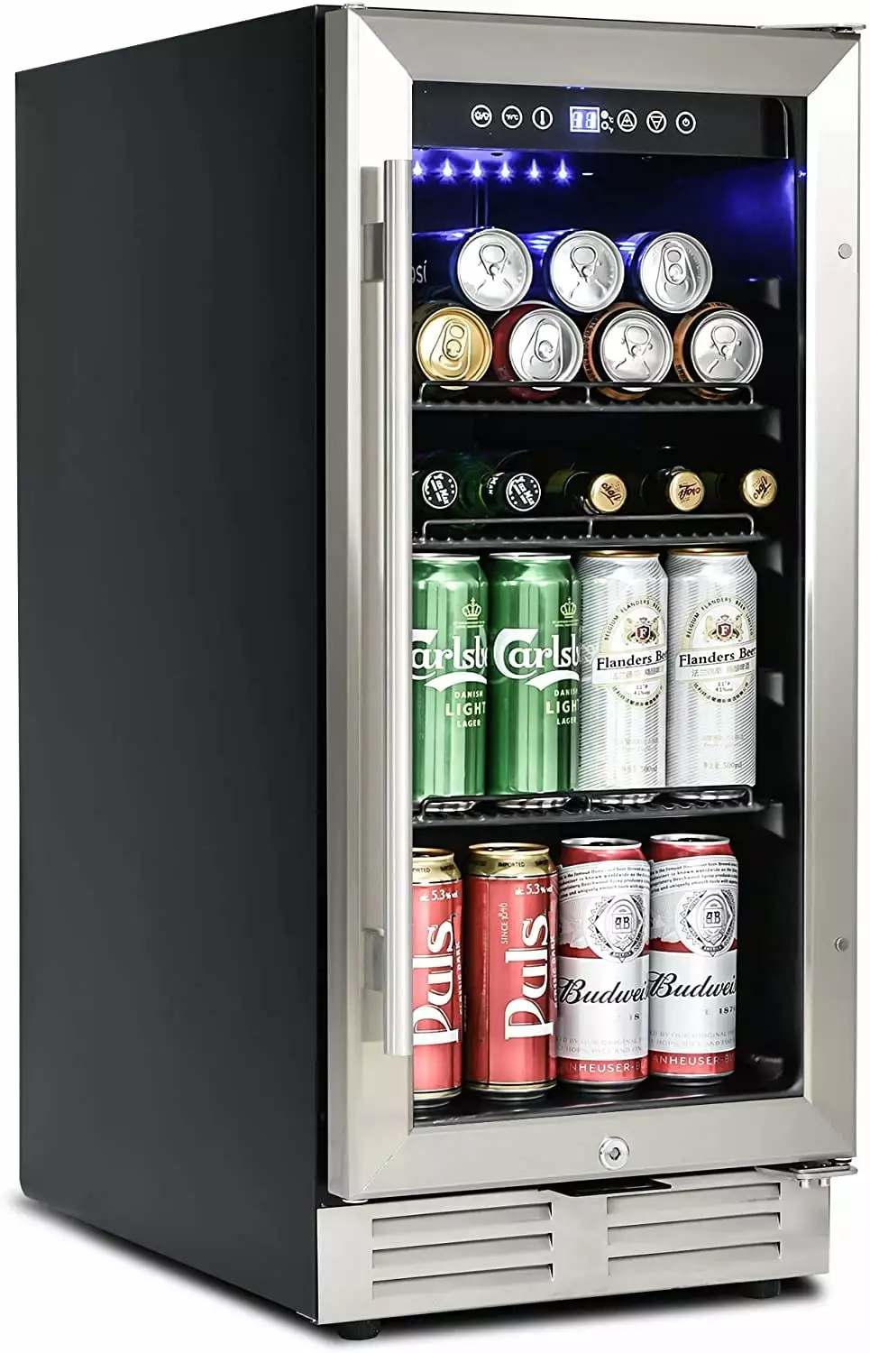 15 Wine Cooler Cabinet Beverage Refrigerator Double Glass LED. Freestanding / Built-in. Kitchen/Bar /office