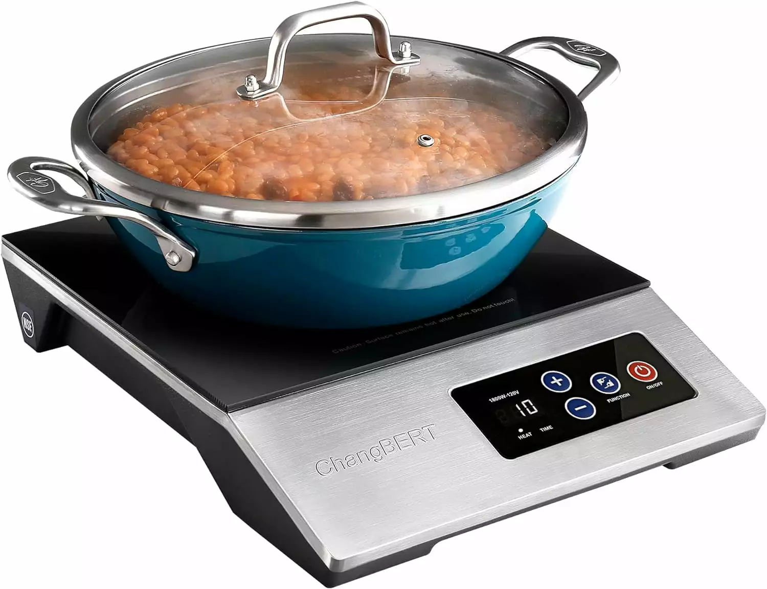 1800W Commercial Grade Induction Cooktop. NSF Certified. Portable. Large 8 Heating Coil. 12 Heat Resistant Cooking Surface. 18/10 Stainless Steel Powerful Pro Chef Professional Burner