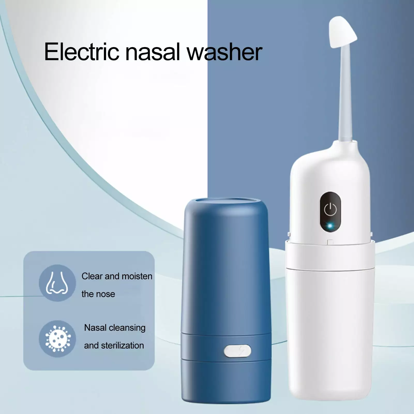 Anvazise 1 Set 200ML Nasal Washer with Water Tank High Frequency USB Charging Rotatable Head 3 Gears Impulse Type Nose Washer Daily Use White One Size