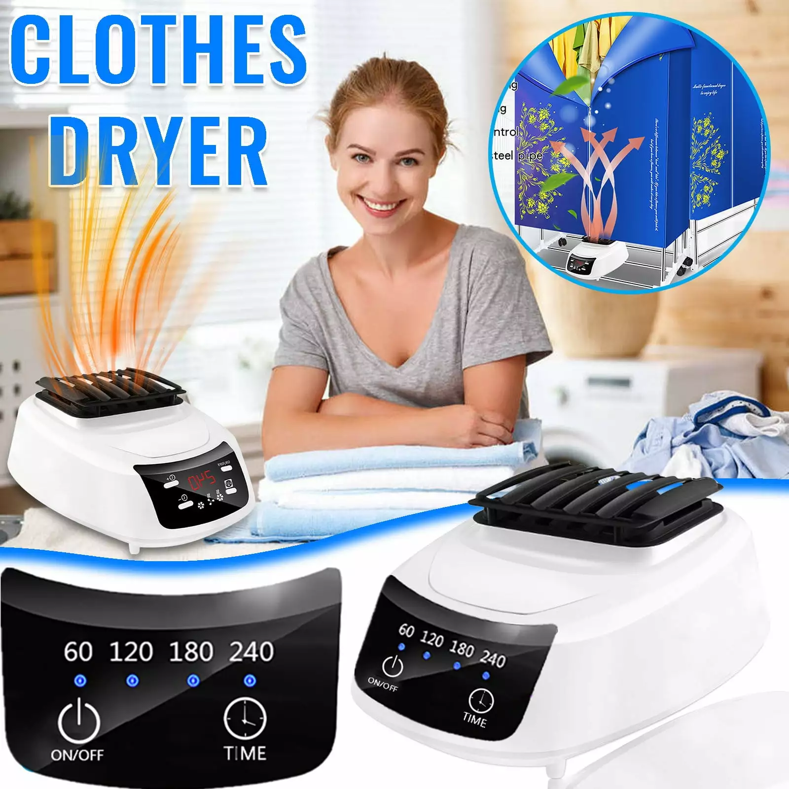 Clearance YOHOME Household Warm Clothes Dryer Negative Ion Drying Machine White