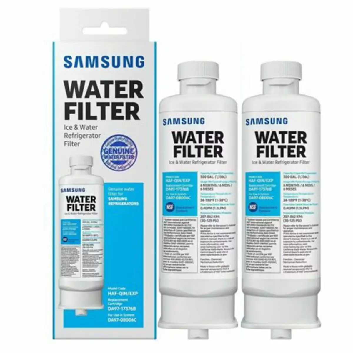 2 Pack Fit for Samsung DA97-17376B HAF-QIN/EXP Refrigerator Water Filter DA97-08006C Ice Filter