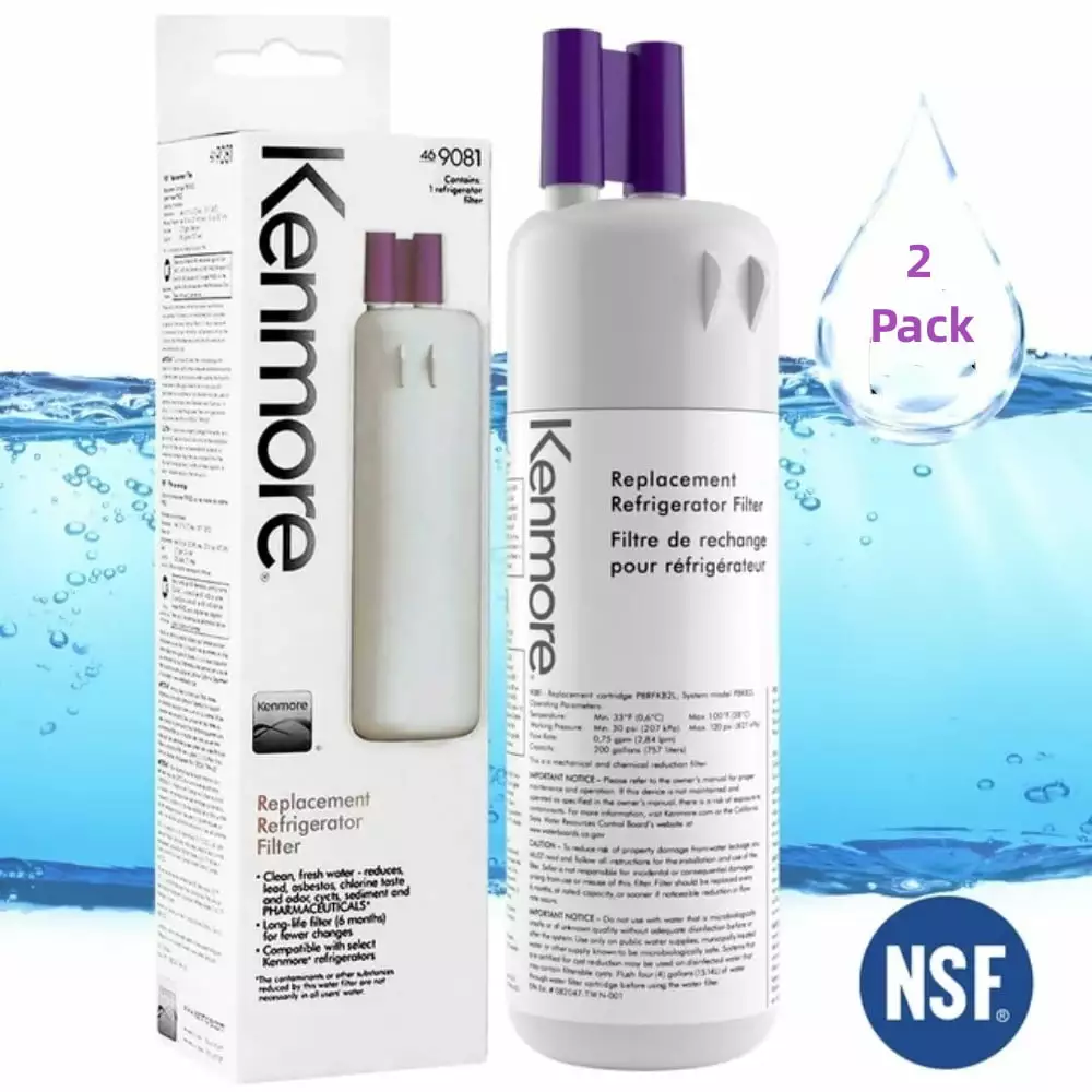 2 Pack Kenmore 9081 Refrigerator Water Filter Replacement.Compatible with Kenmore 469081 46-9930 Water Filter