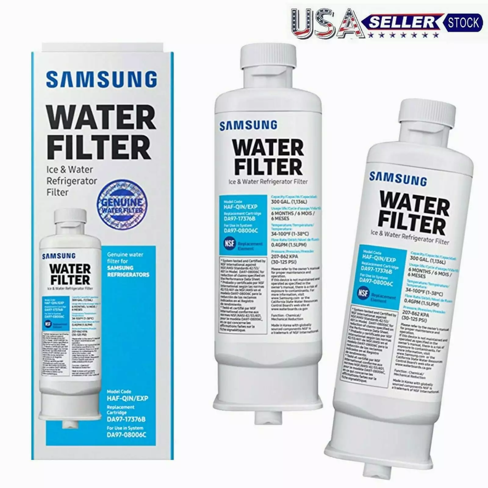 2 Pcs Replacement for DA97-17376B. DA97-08006C. HAF-QIN. RS27T5200SR. RF28T5001SR. RF24R7201SR. RF28R6201SR. Refrigerator Water Filter