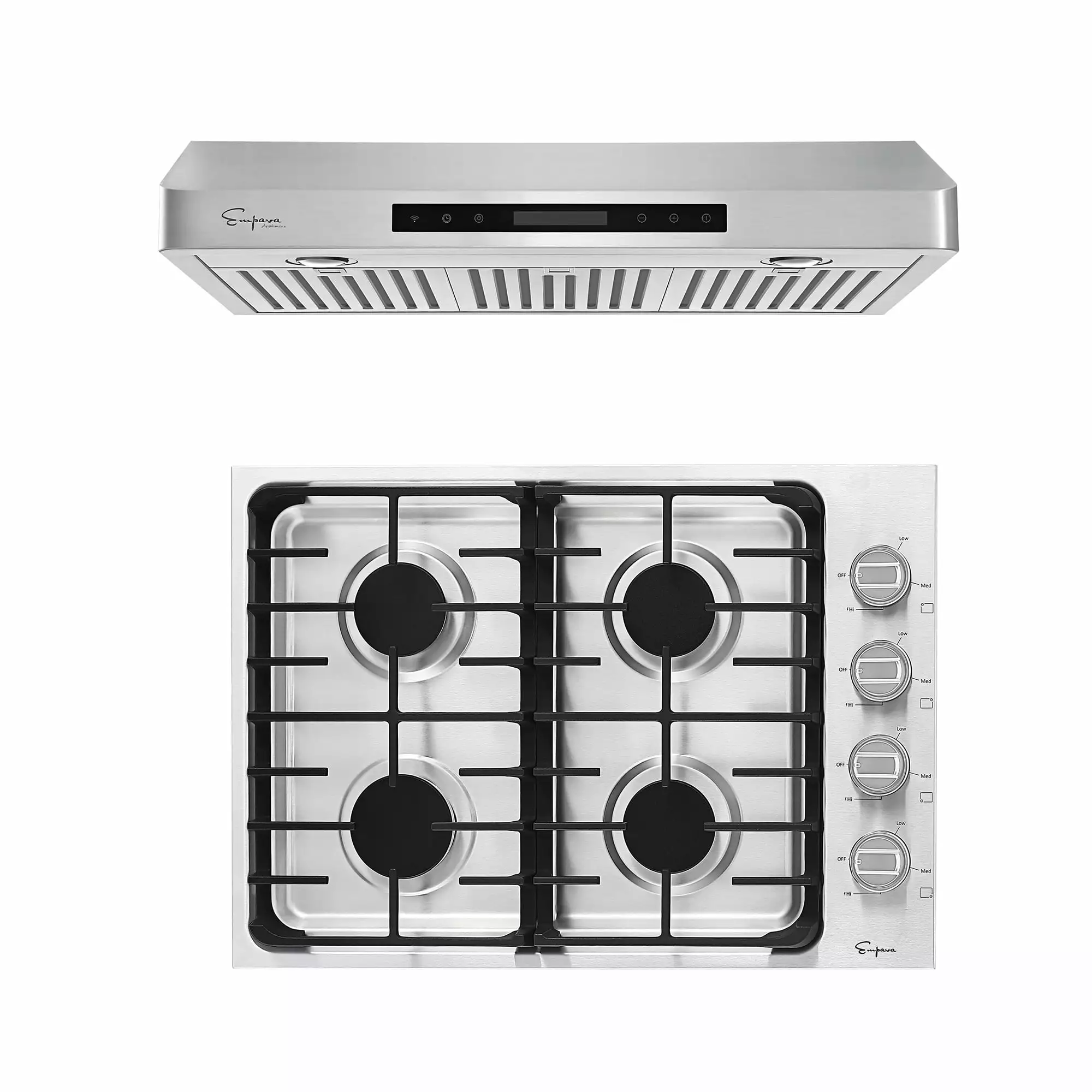 2 Piece Kitchen Appliances Packages Including 30 Gas Cooktop and 30 Under Cabinet Range Hood