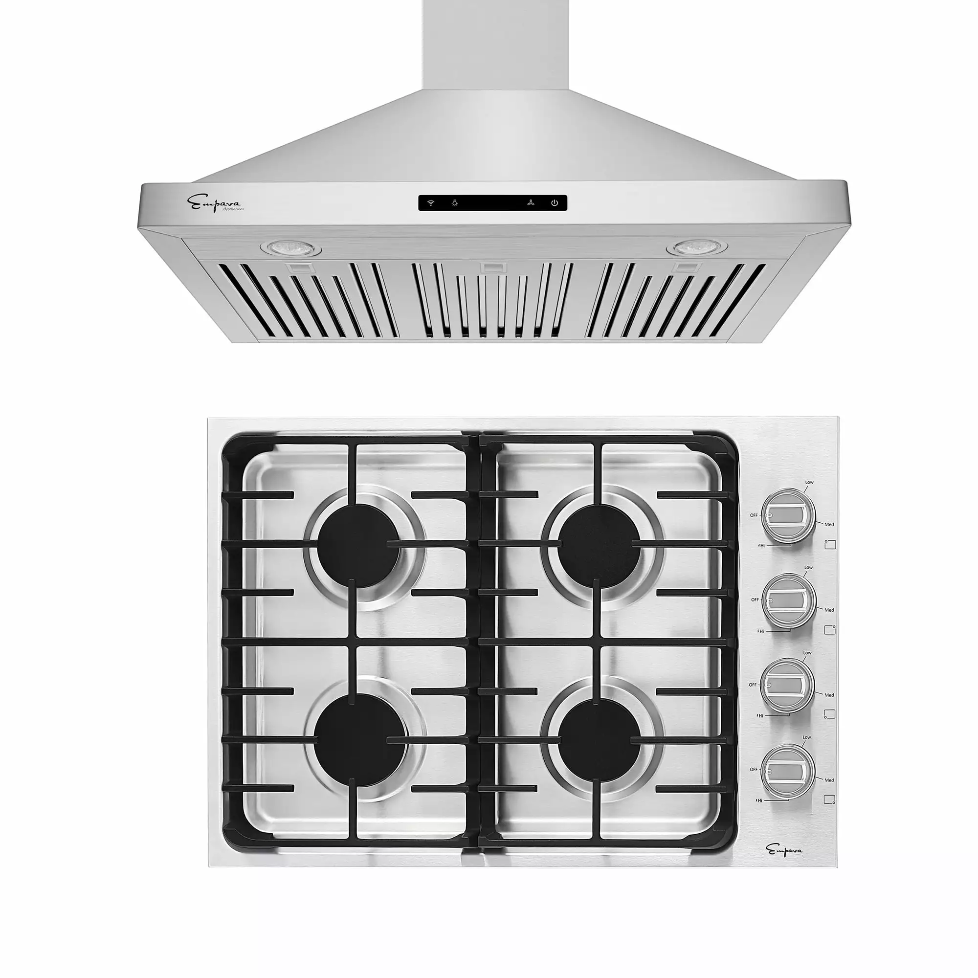 2 Piece Kitchen Appliances Packages Including 30 Gas Cooktop and 30 Wall Mount Range Hood