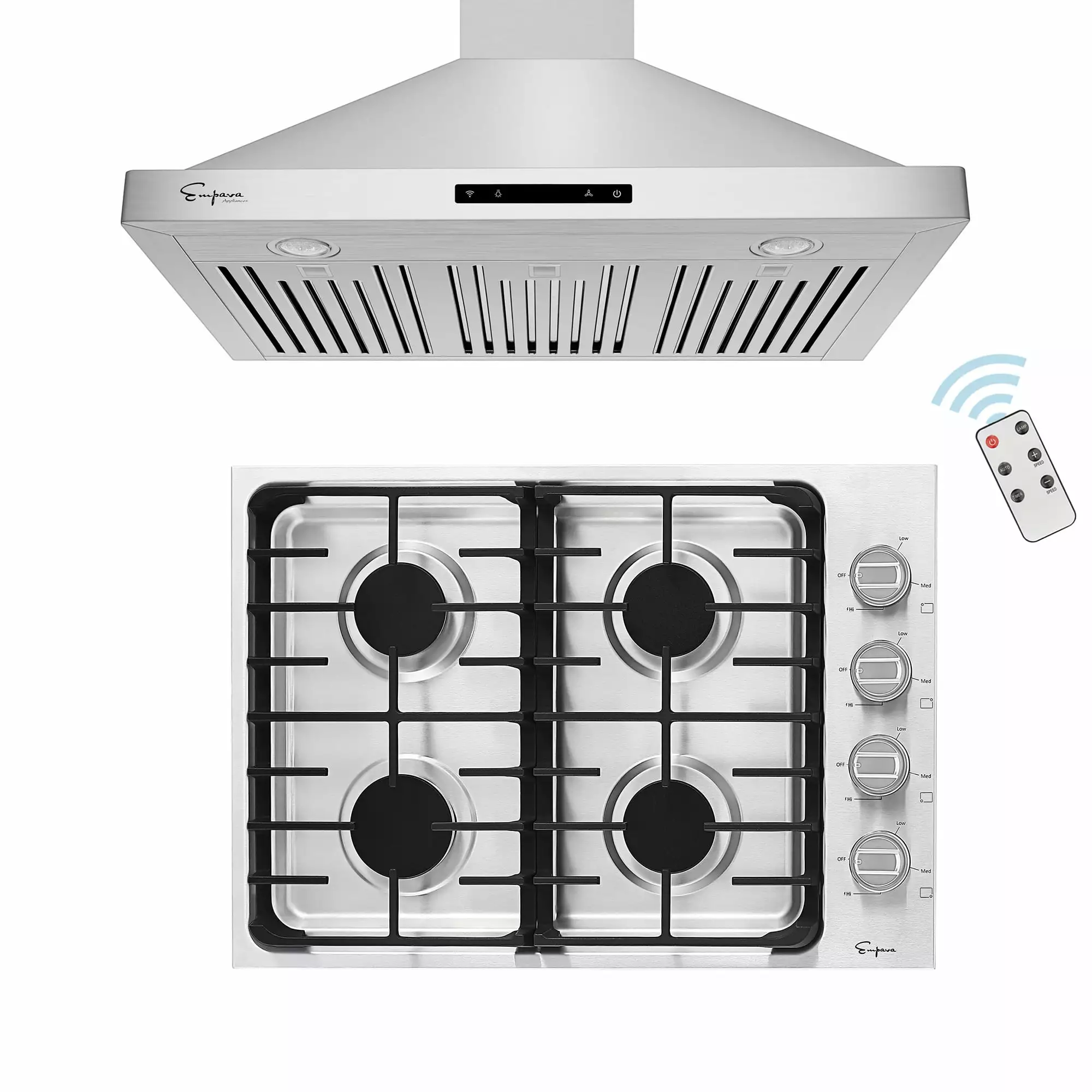 2 Piece Kitchen Appliances Packages Including 30 Gas Cooktop and 36 Wall Mount Range Hood