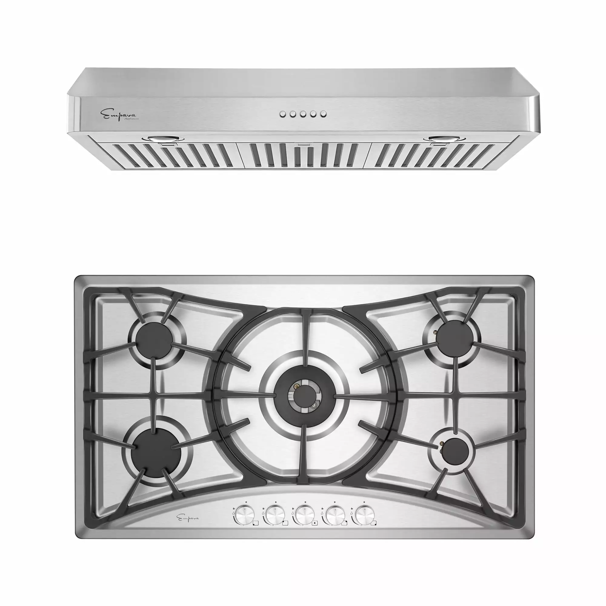 2 Piece Kitchen Appliances Packages Including 36 Gas Cooktop and 36 Under Cabinet Range Hood