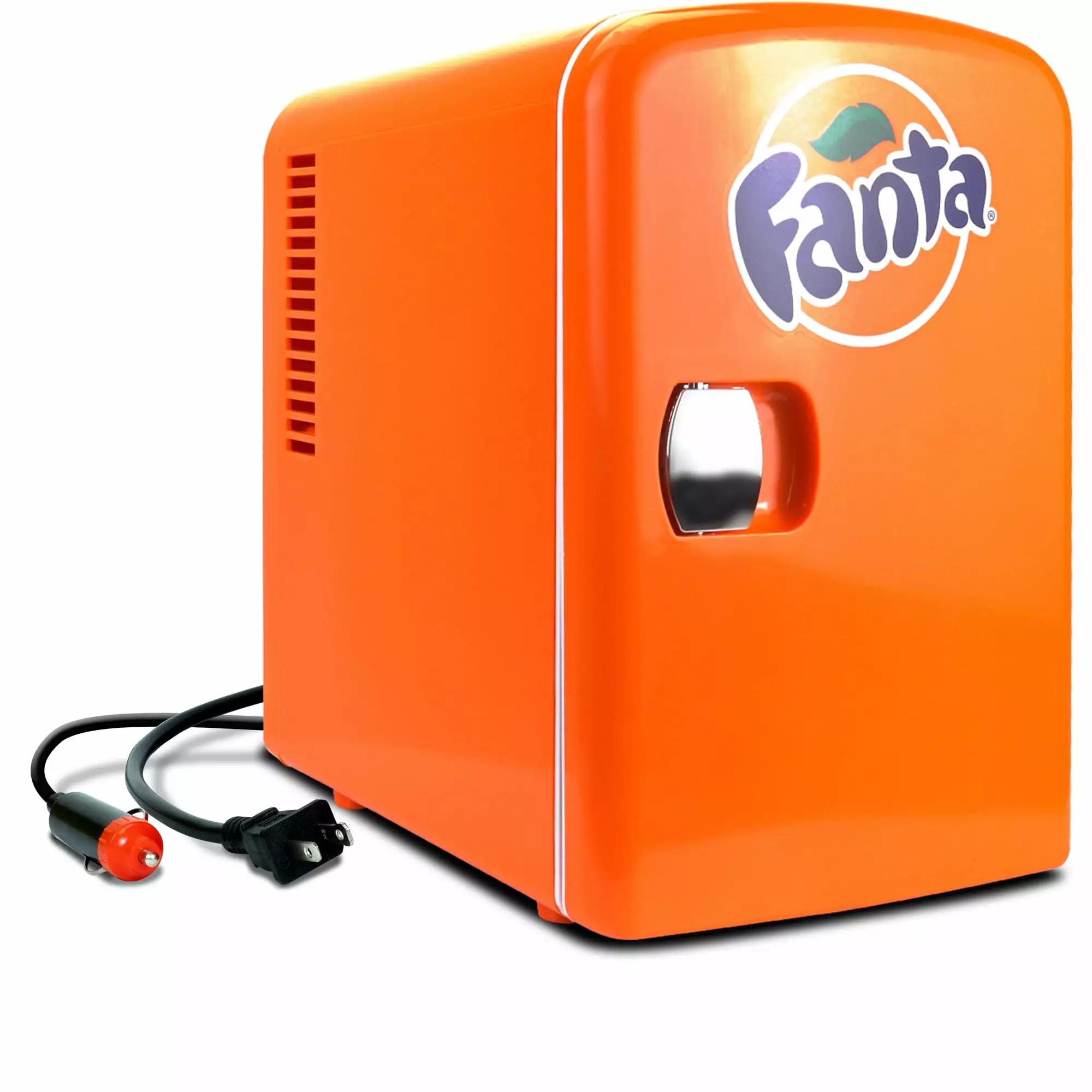 Coca-Cola Fanta 4L Portable Cooler/Warmer. Personal Travel Fridge with 12V and AC Cords. Orange