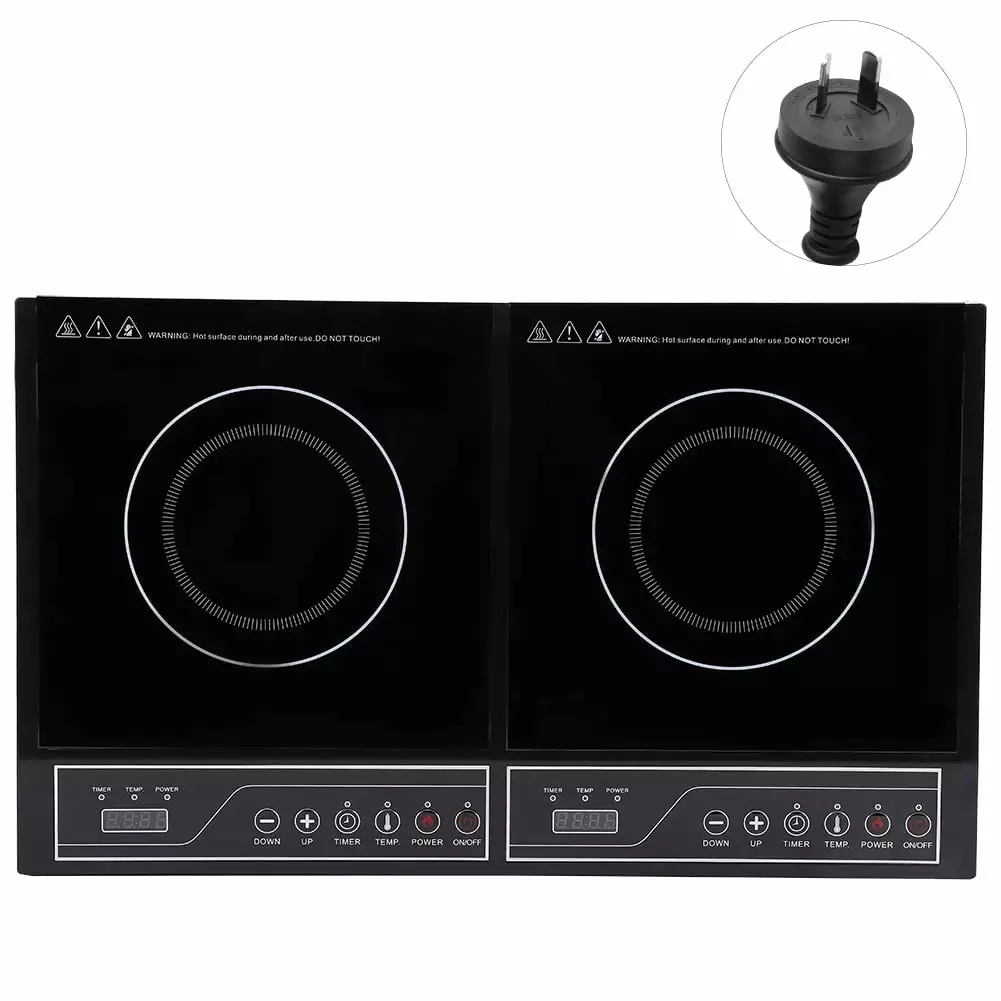 220V/3400W Home Kitchen Electric Double Induction Cooktop Touchpad Induction Cooker AU Plug