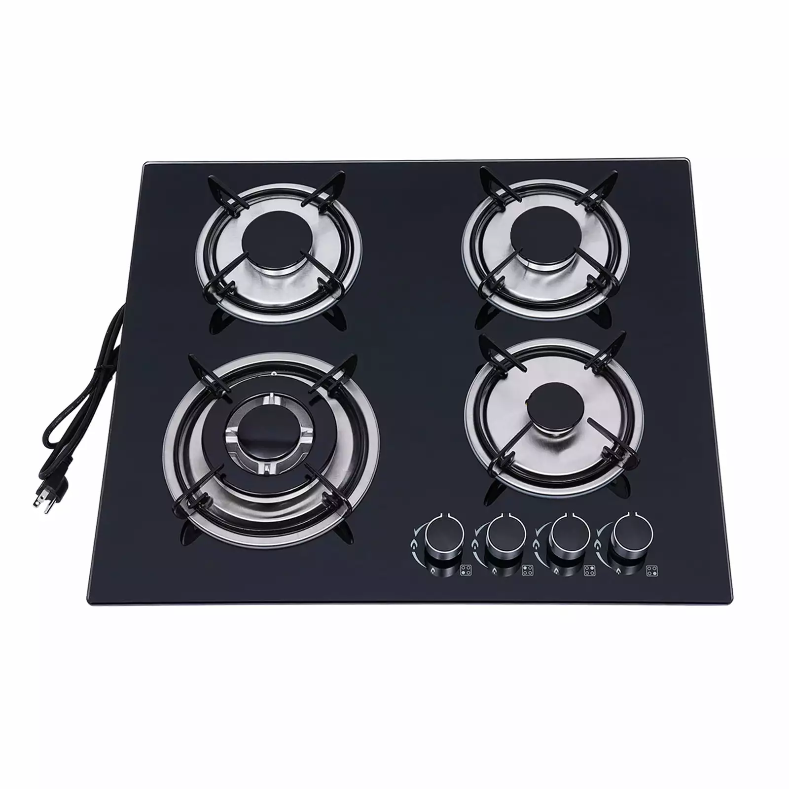 23 4 Burners Stove LPG/NG Built-In Gas Cooktops Black for Kitchen