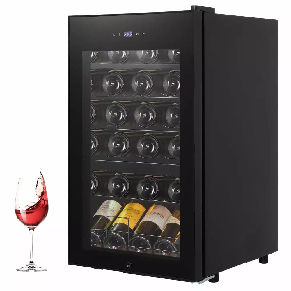 24 Bottles Wine Cooler Refrigerator. Digital Temperature Control Beverage Wine Fridge