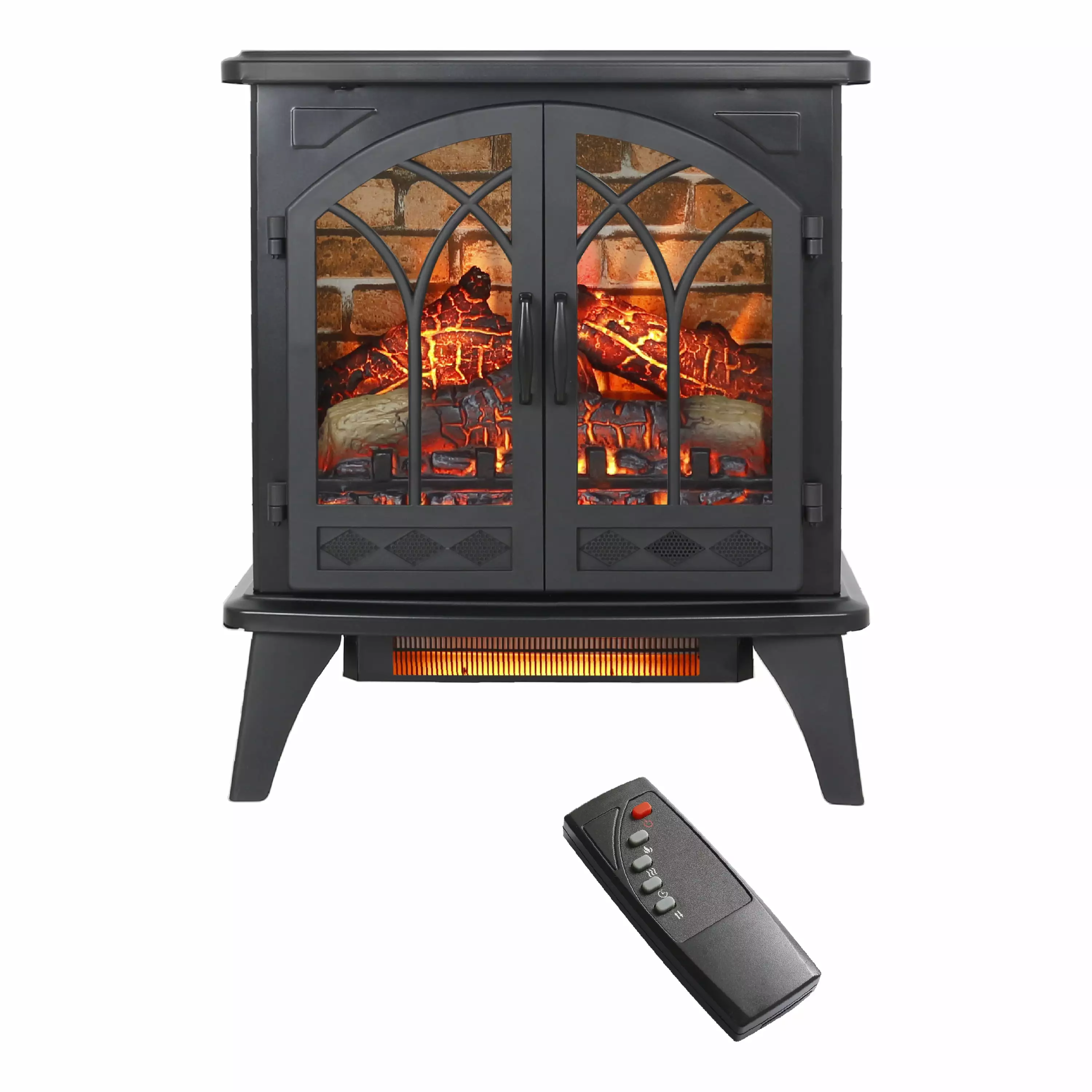 24 Electric Fireplace Stove 3D Infrared Freestanding Heater with Remote Control. 1500W