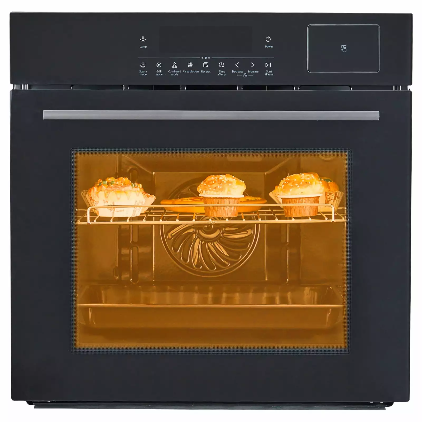 24 Electric Single Wall Oven - 70L Convection Oven with Air Frying. 2.5Cu.ft with 8 Baking Modes. 3D Surround Heating. Double-Layered Glass Door. Touch Control. Timer