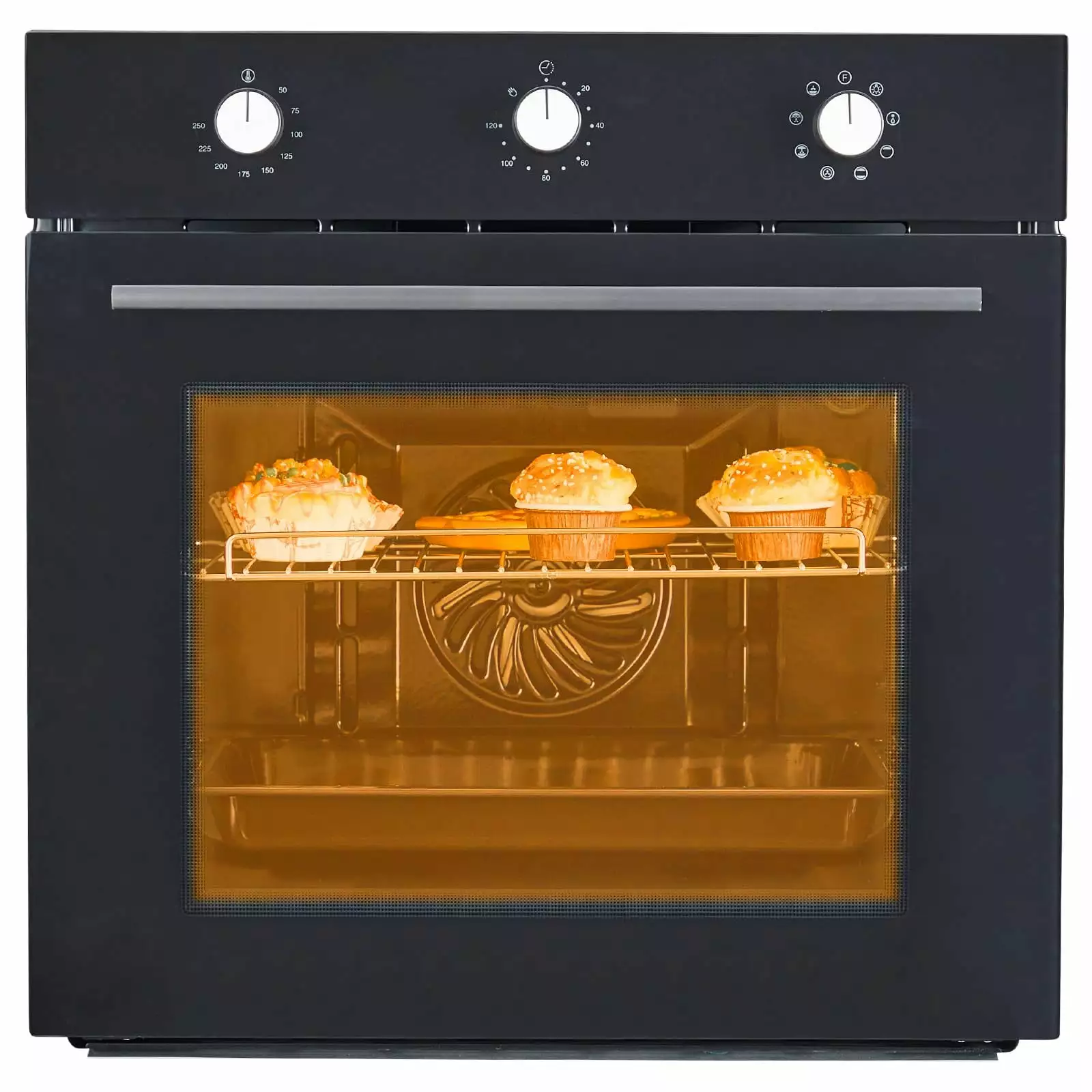 24 Inch Single Wall Oven. 240V 3000W Built-in Electric Wall Oven with Mechanical Knobs Control. 2.5 Cu.ft Capacity. Large View Winow. Black