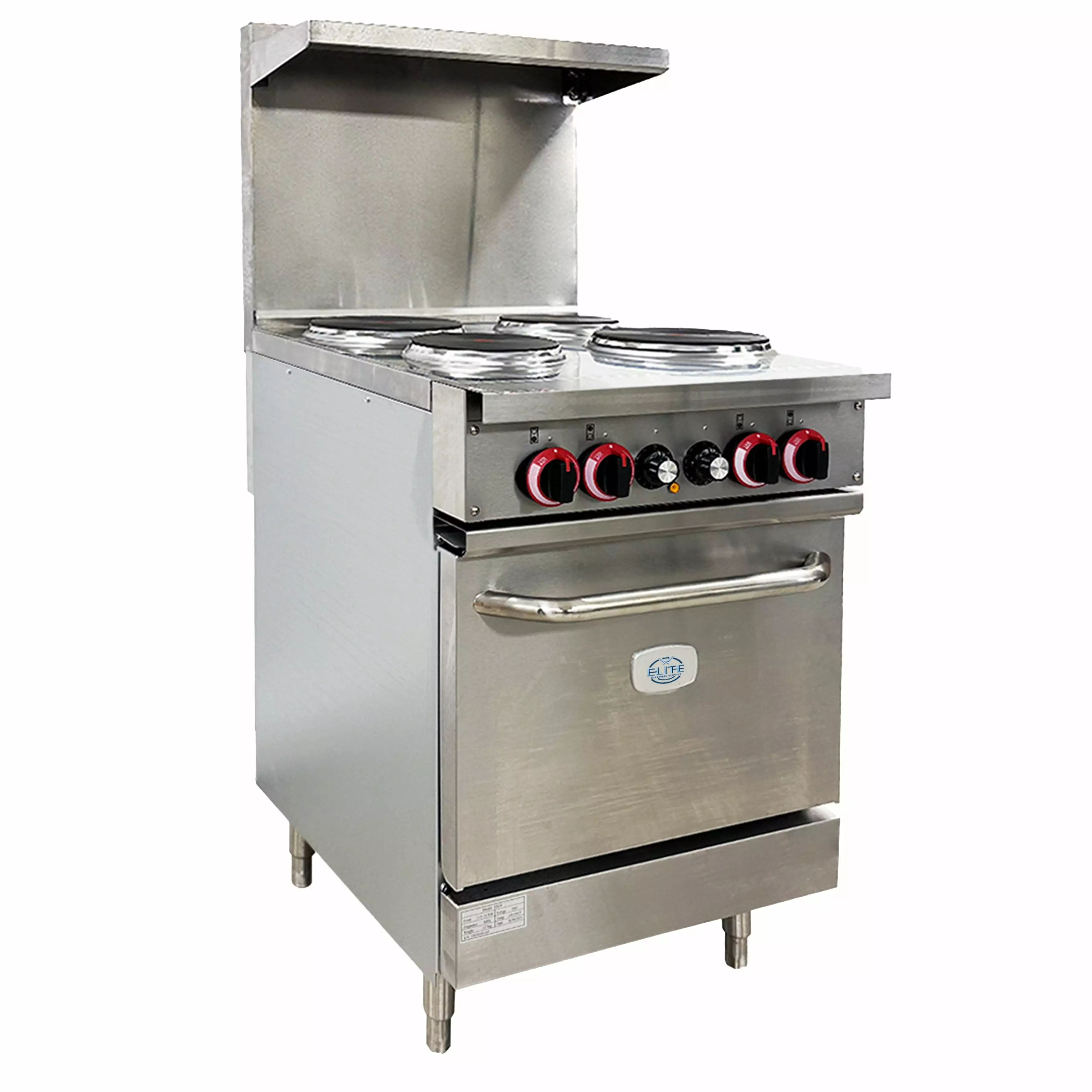 24in. 4 Burner Electric Range Standard Oven Sealed Element 208V/60Hz. Heavy Duty Electric Hot Plate Oven. NSF