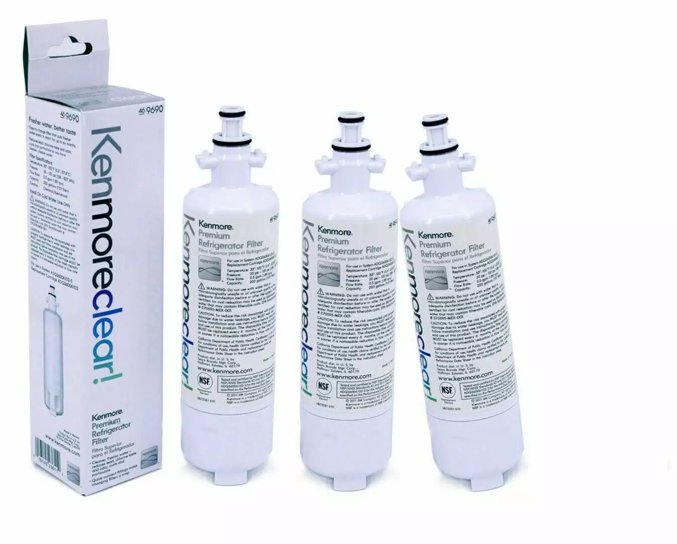 3 Pack Compatible with Kenmore 9690 469690 46-9690 Refrigerator Water Filter