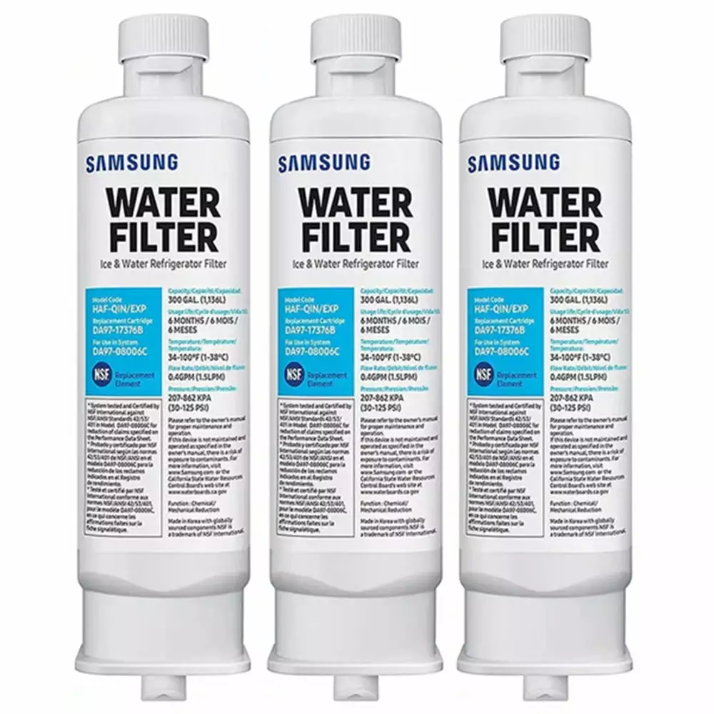 3 Pack DA97-17376B/HAF-QIN/EXP. DA97-08006C Refrigerator Water Filter Replacement