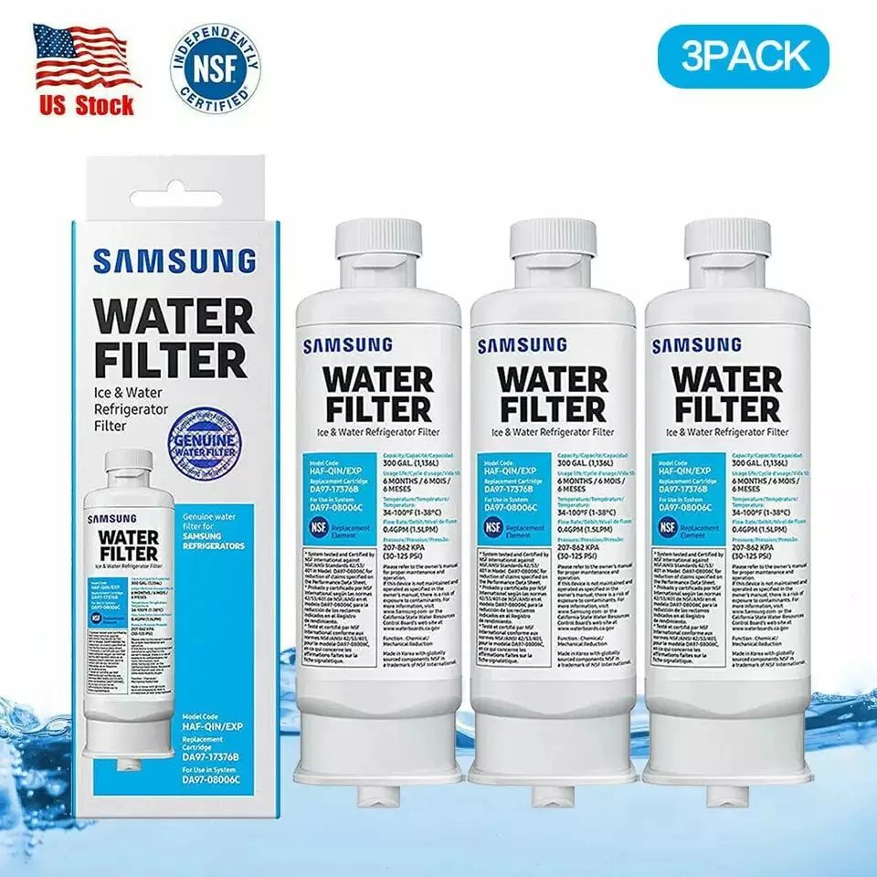 3 Pack Fit for Samsung DA97-17376B HAF-QIN/EXP Refrigerator Water Filter DA97-08006C Ice Filter