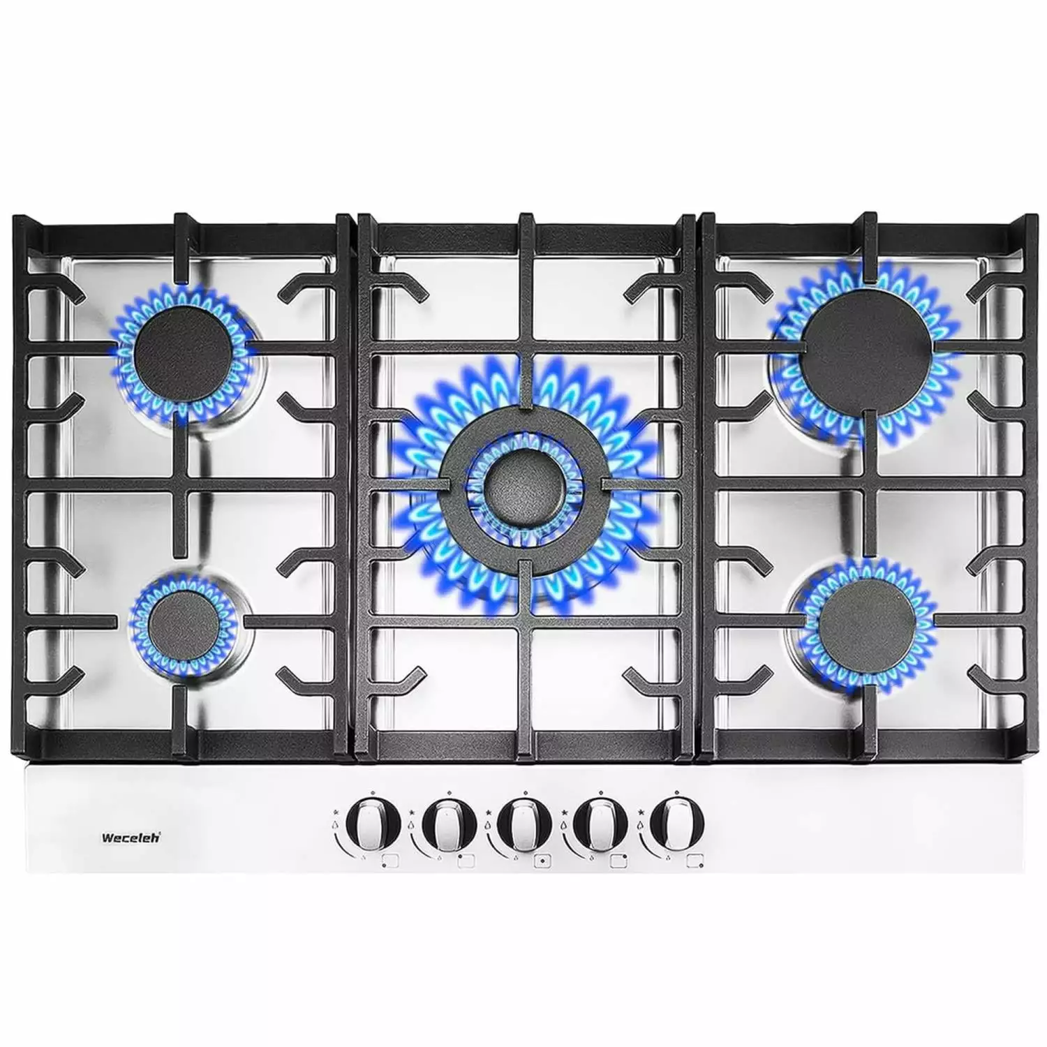 30 Built-in Gas Cooktop Stove Top 5 Burners LPG/NG Dual Fuel Stainless Steel