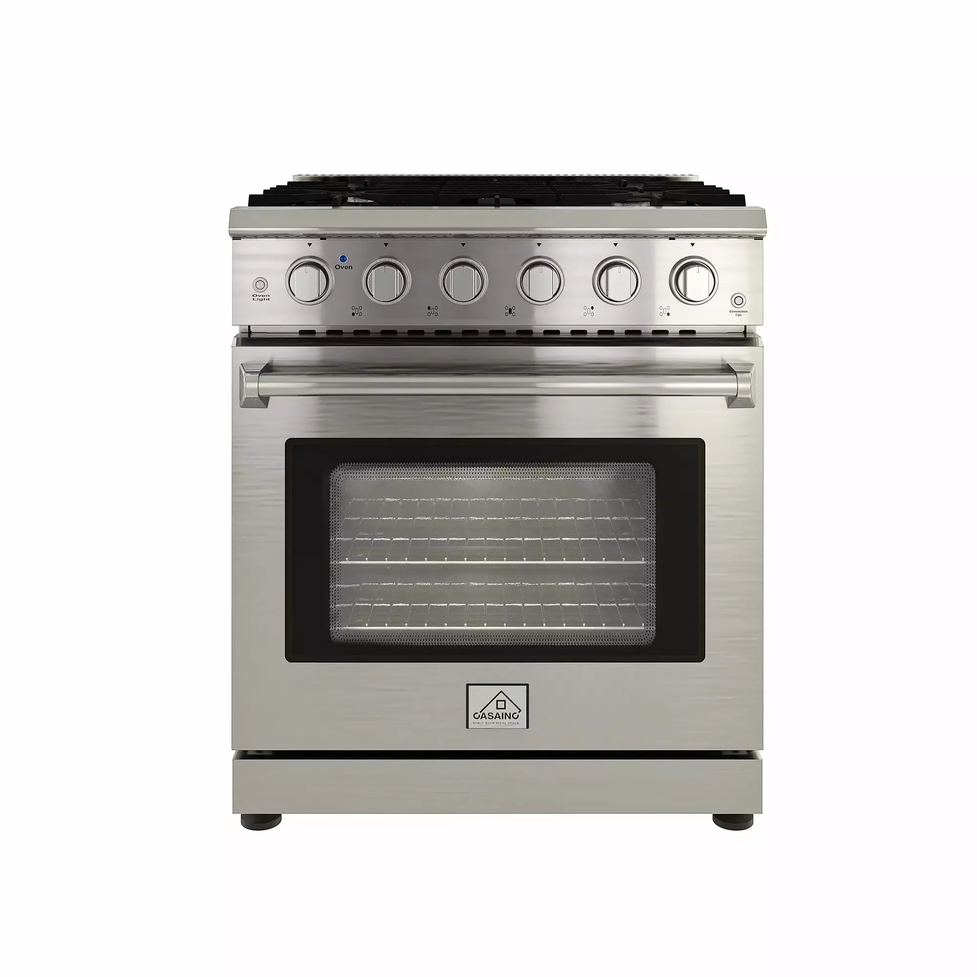 30 Gas Range Stove. 4.55 cu.ft. Freestanding Gas Range with 5 Deep Recessed Burners Cooktops. Stainless Steel Professional Gas Range