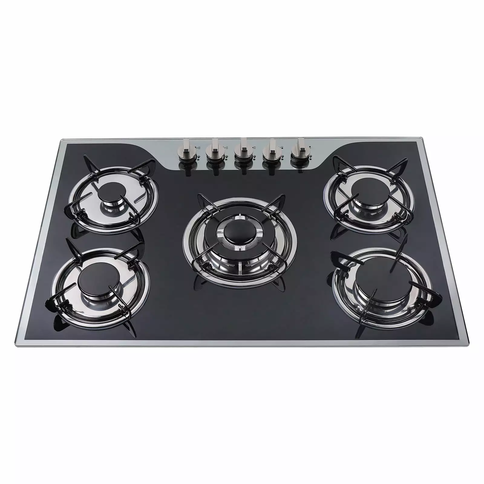 30 Stainless Steel Gas Stove. 5 Burner Built-in Stoves Gas Cooktop Cooker Black. Smooth Surface Automatic Pulse Ignition Countertop Stove