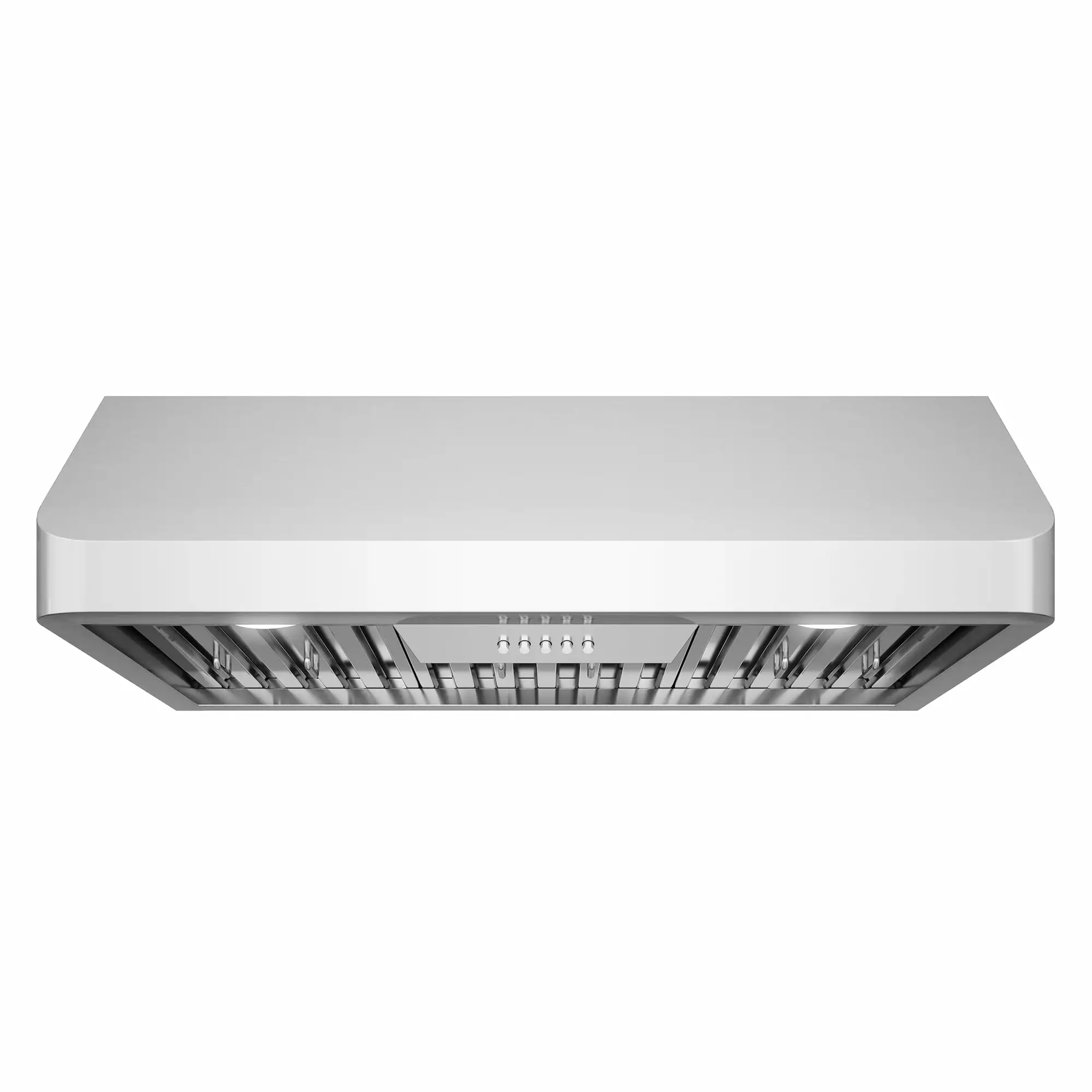 30 in. Ducted Under Cabinet Range Hood Kitchen Hood in Stainless Steel with Push Button Controls. LED Lights. Permanent Filters