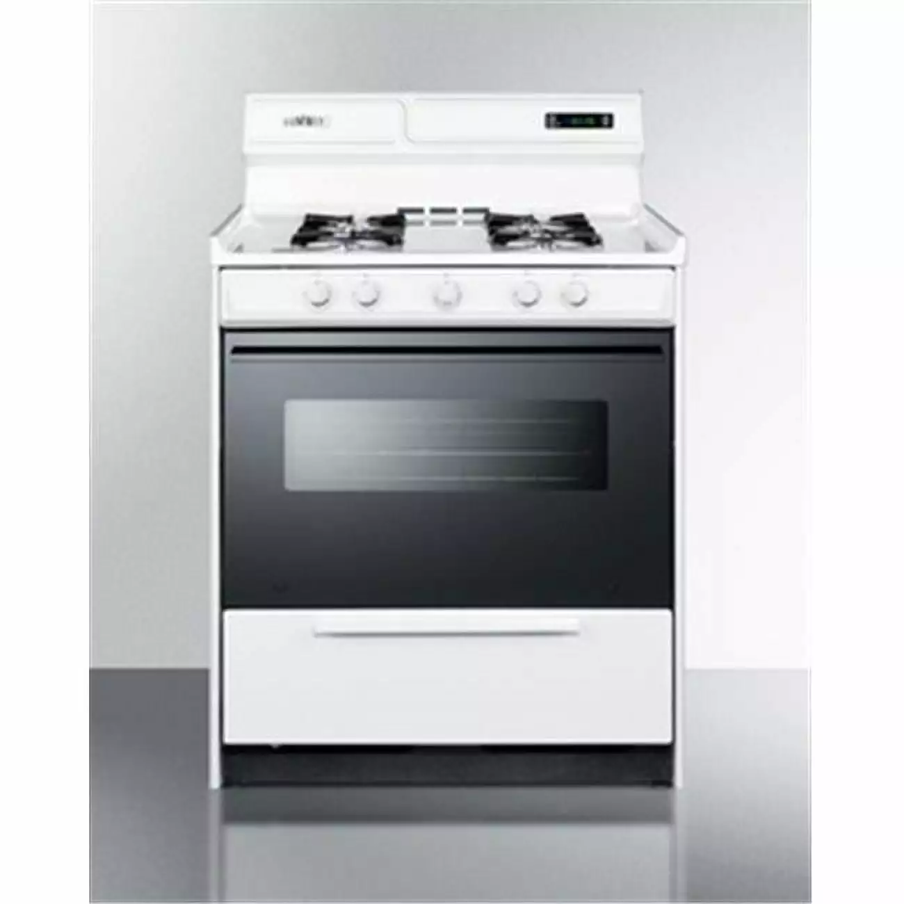 30 in. Gas Range with Spark Ignition & Black Door - White