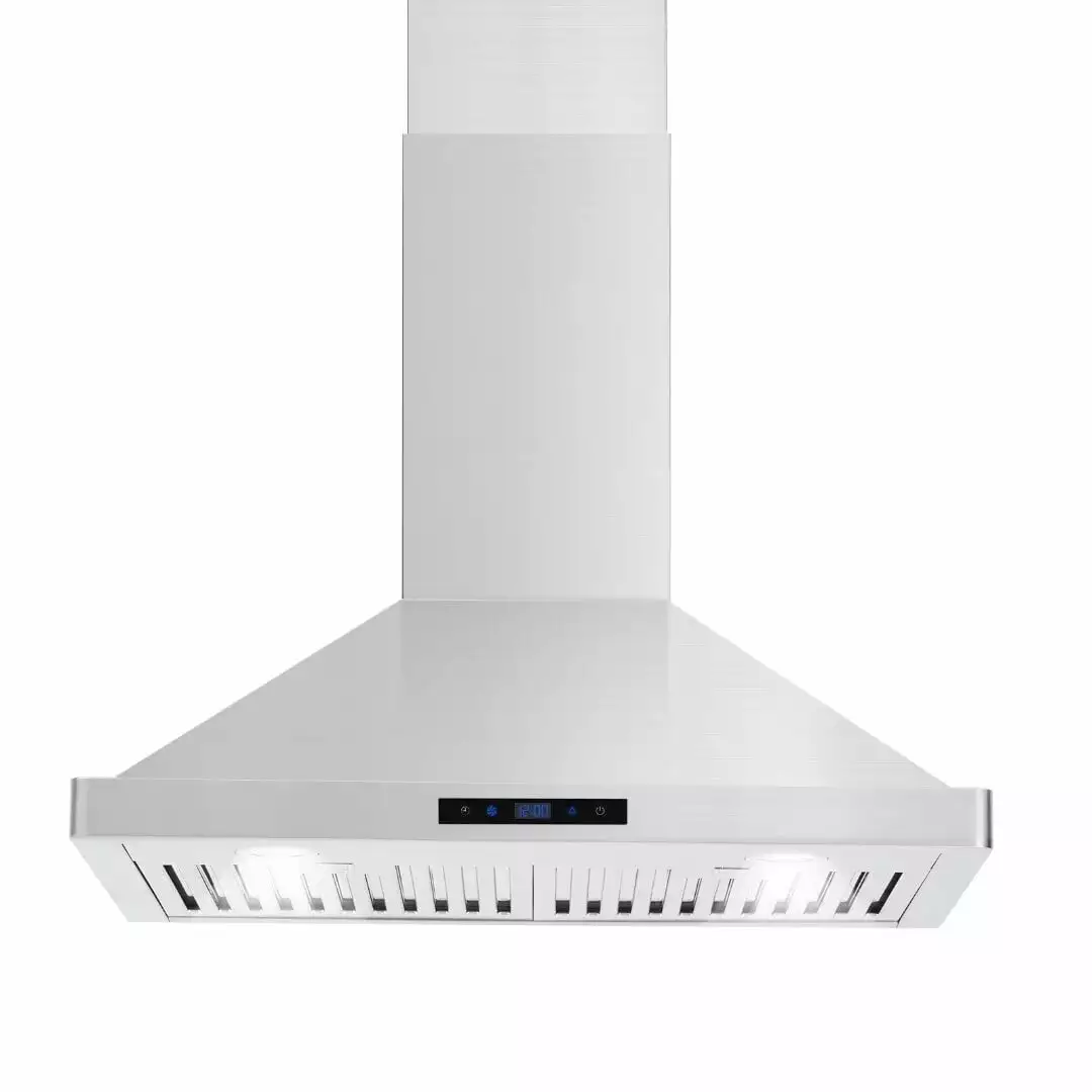 30 inch Stainless Steel Kitchen Hood. Wall Mount Range Hood with Ducted Stove Vent. Touch Control. Timer. 400CFM