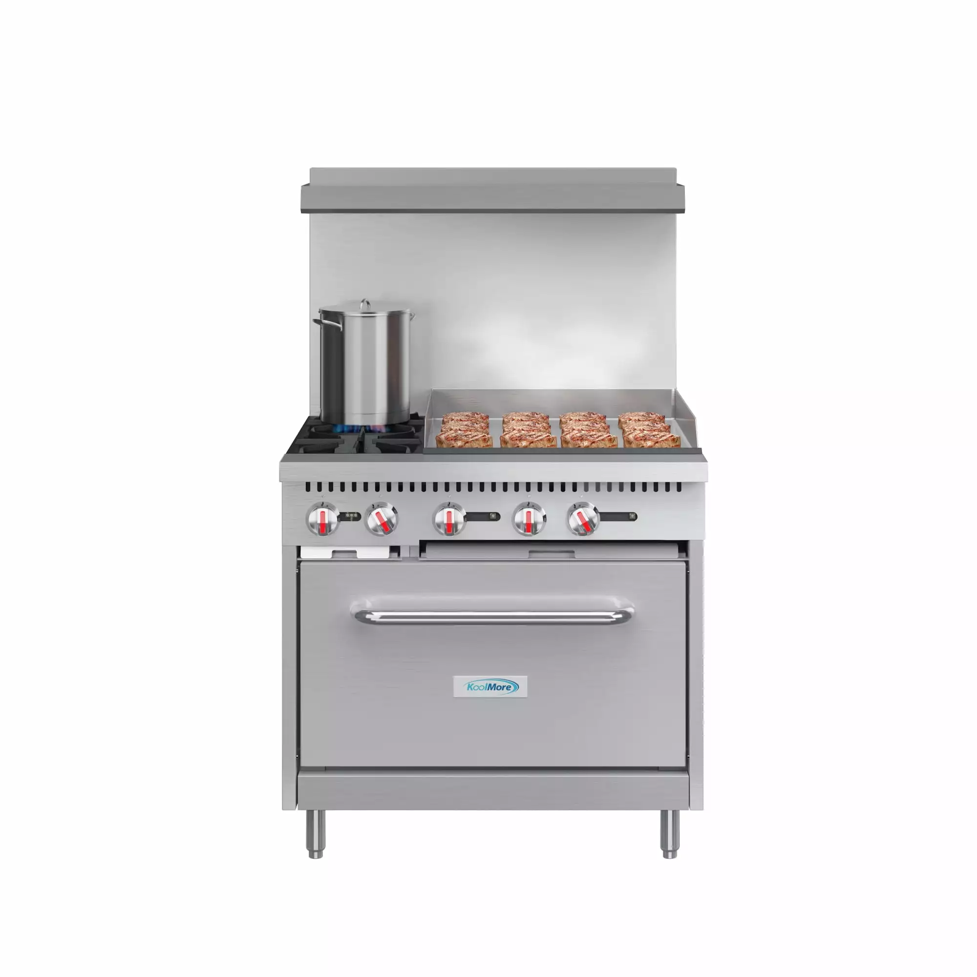 36 in. 2 Burner Commercial Natural Gas Range with 24 in. Griddle in Stainless-Steel (KM-CRG36-NG)