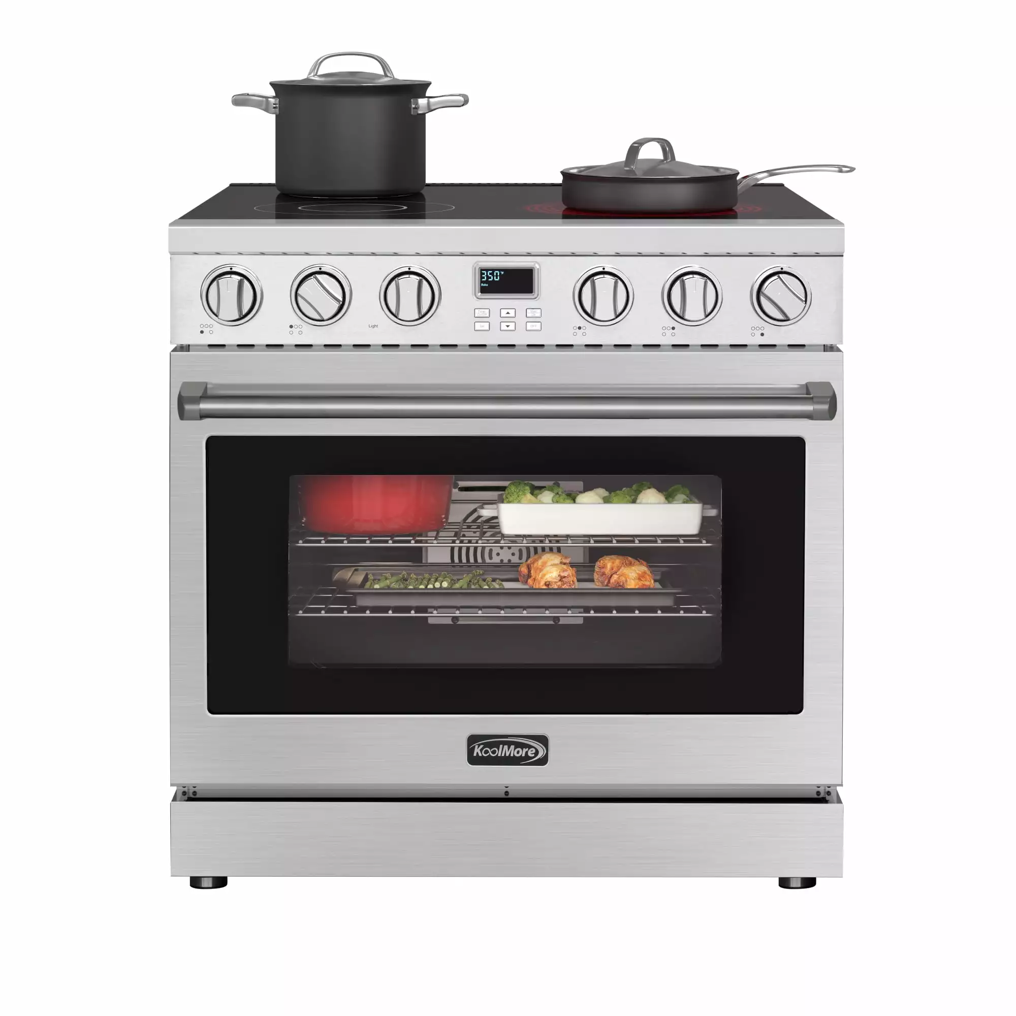 36 in. Professional Electric Range with 16600W of Power. 240V in Stainless-Steel (KM-EPR-36AP-SS)