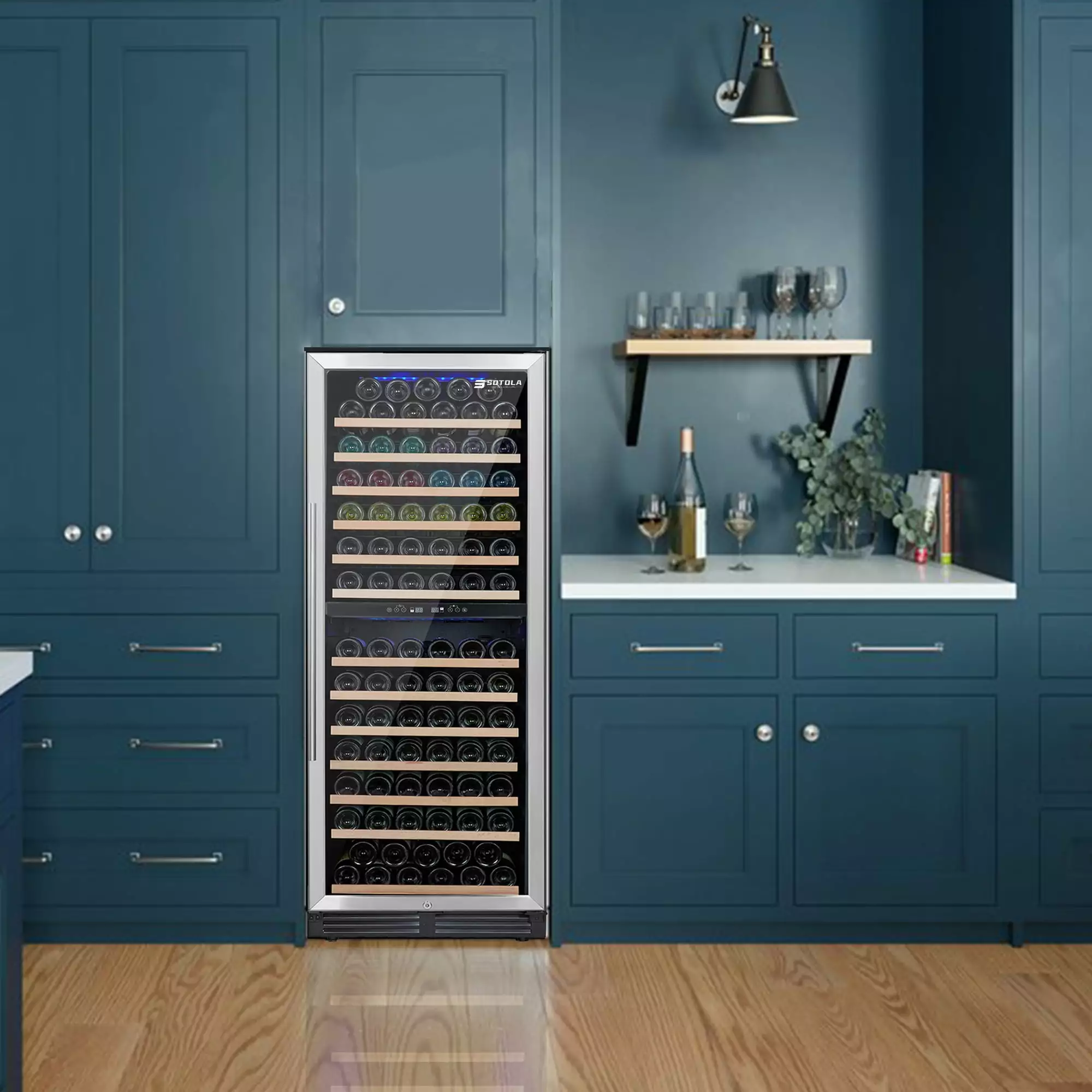 [2 DAY Delivery] 24 Inch Beverage and Wine Cooler Dual Zone 2-IN-1 Wine Beverage Refrigerator with Independent Temperature Control. LED Light. Quiet Operation. Energy Saving. Hold 152 Bottles